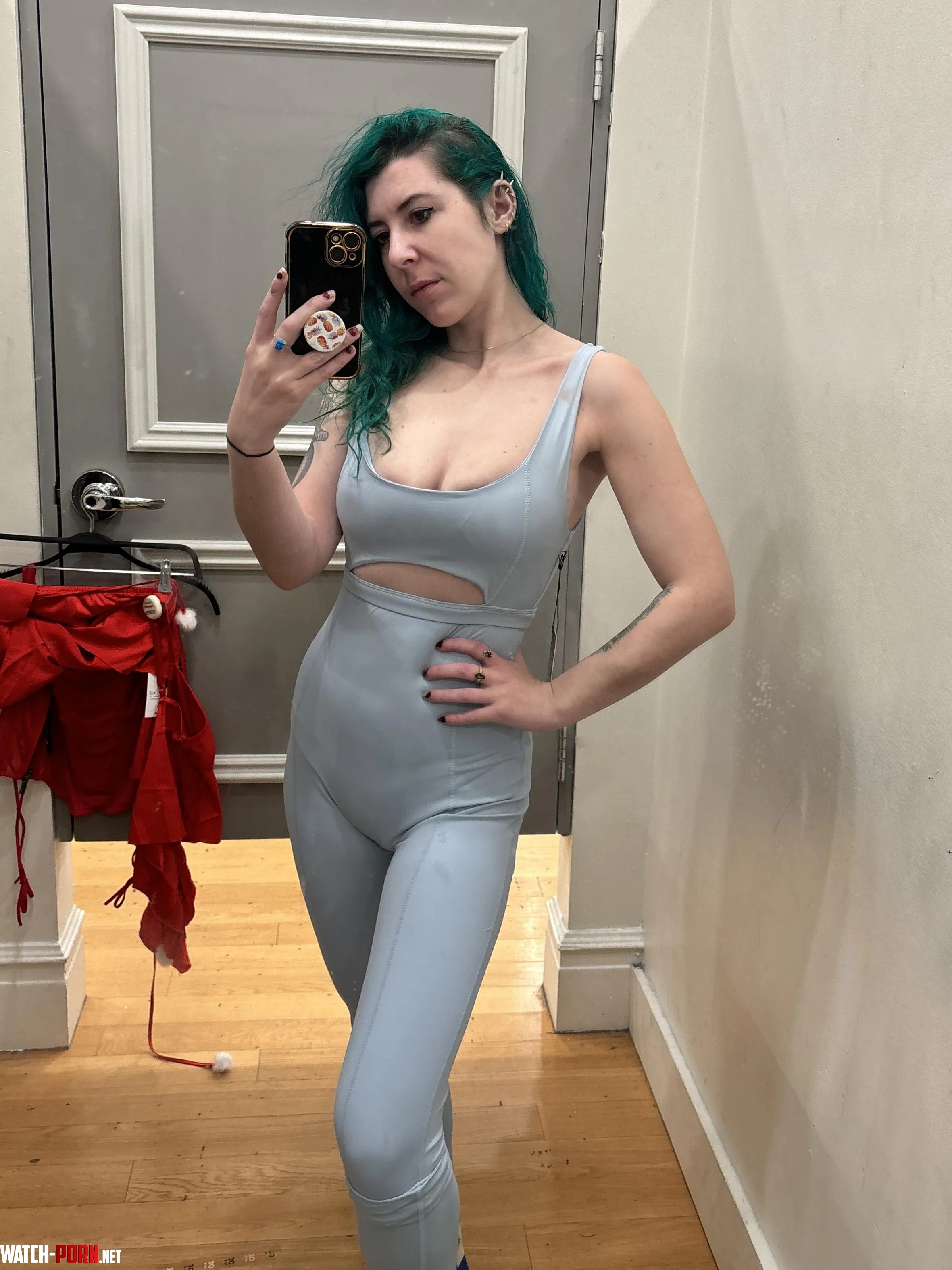 Workout one piece selfie by sirenskiss3
