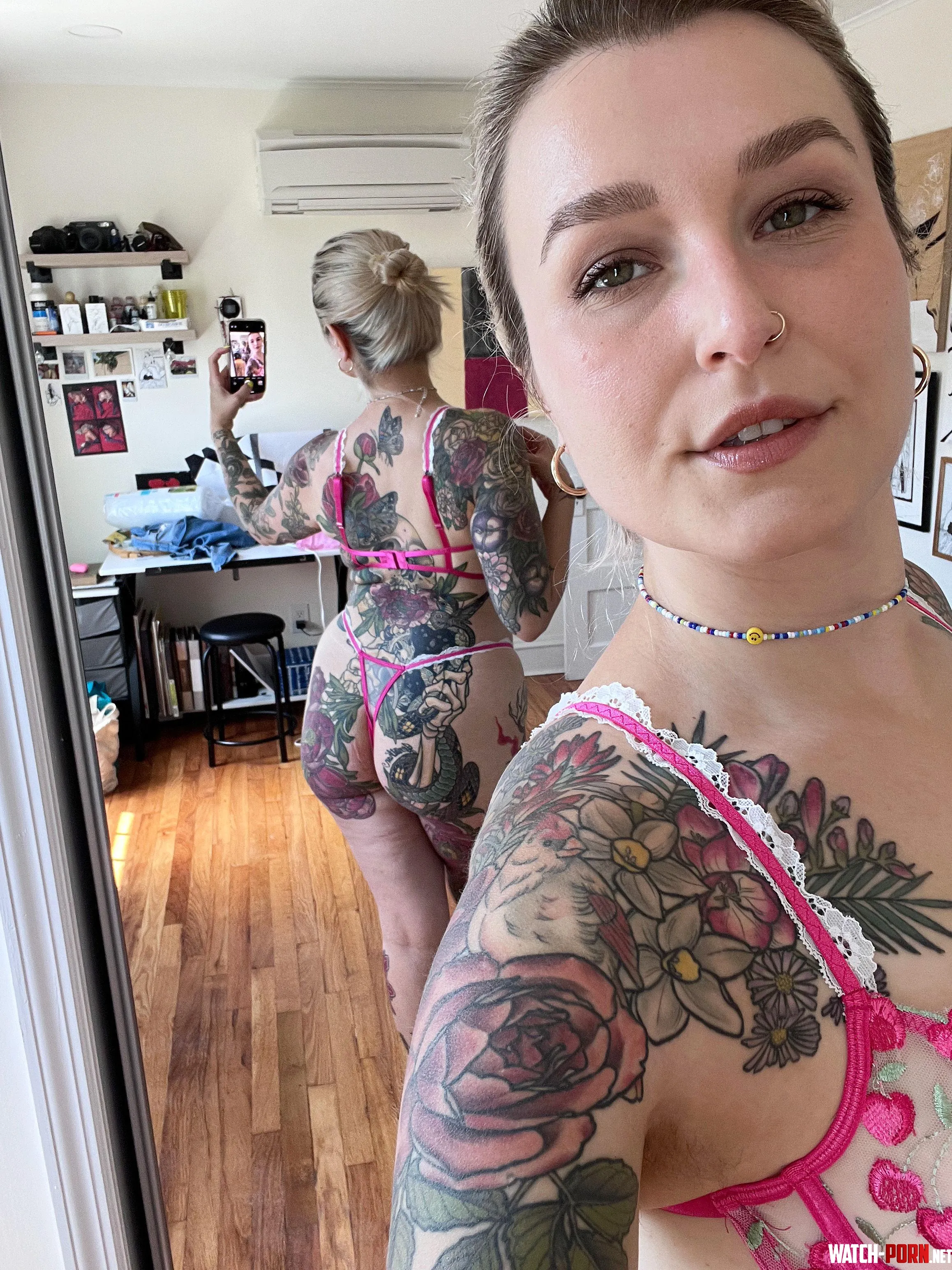 Front and back in my mirror by thedolphingirl