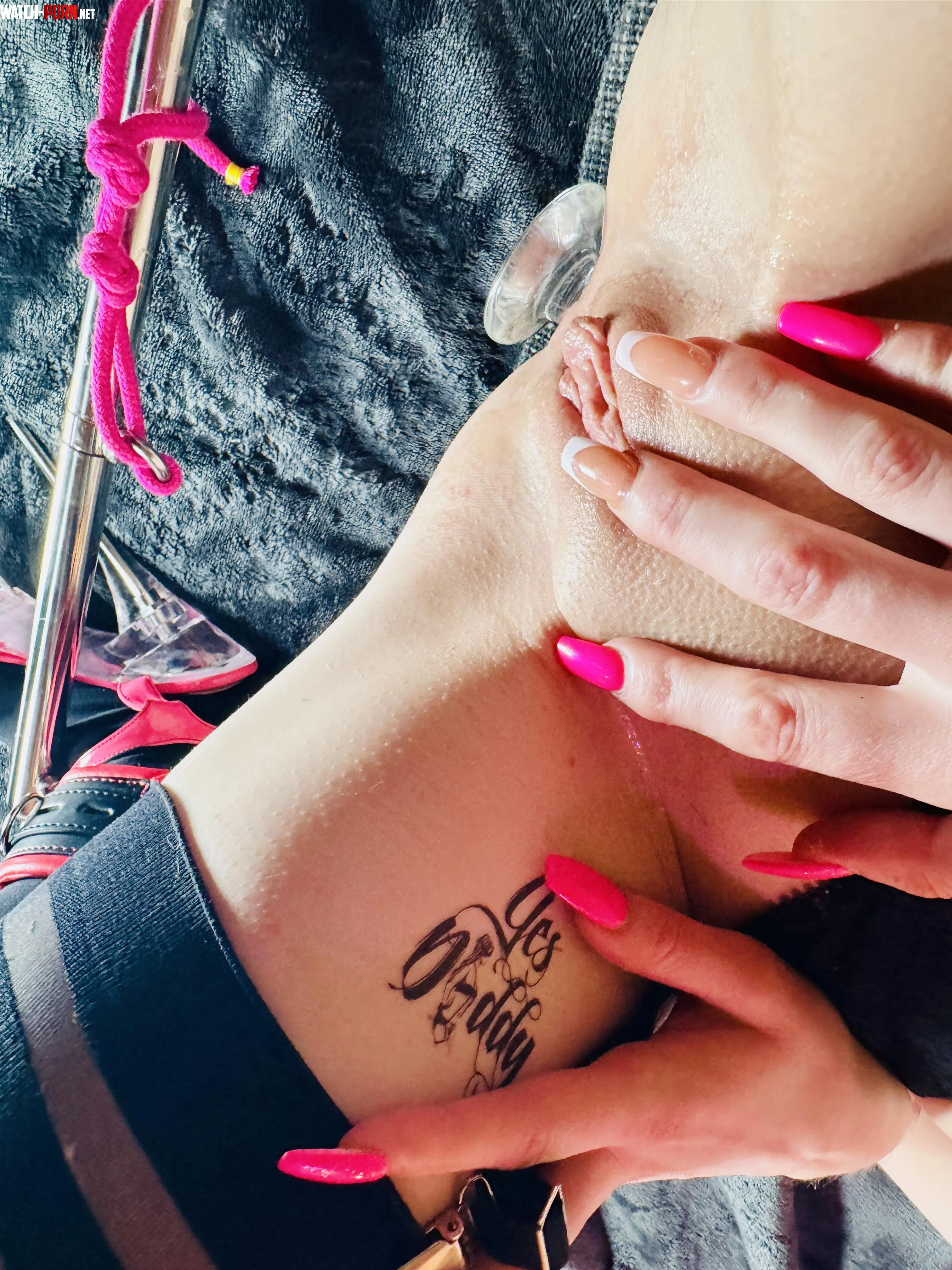 Bimbowhore french tips and neon pink nails  by maaandyy69
