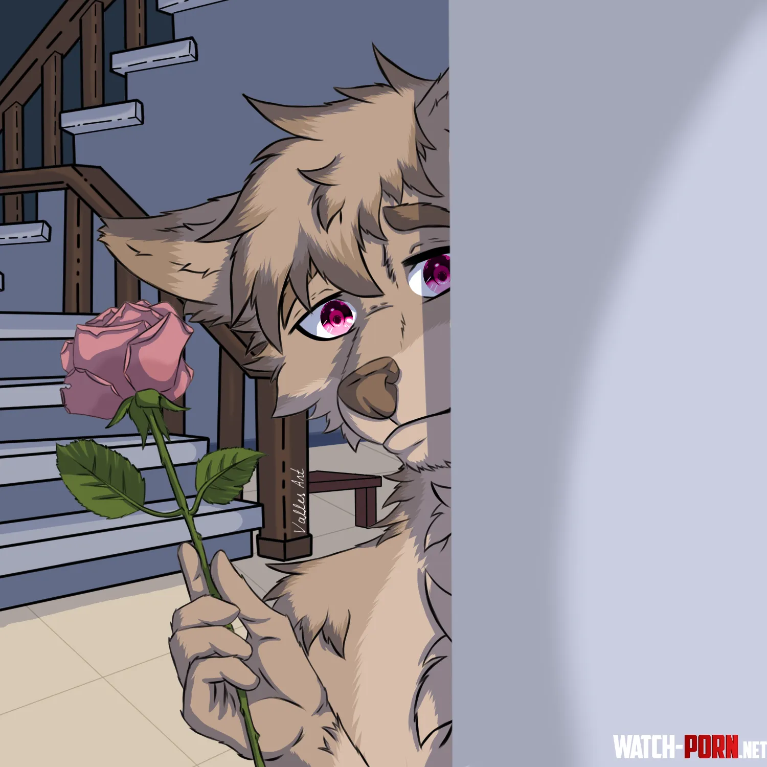 Spikye is very shy but will you accept a flower 3  art by me  by VallesGames
