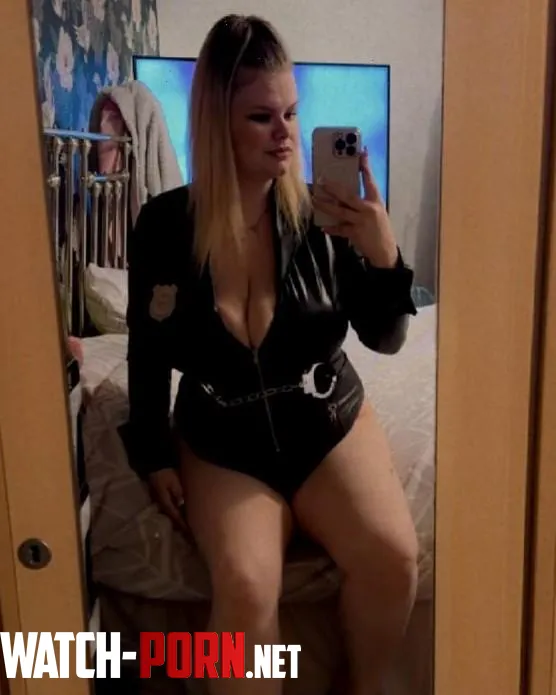 chubby slut wearing leather suit to make more look seductive  by LovelyChubbyQueen