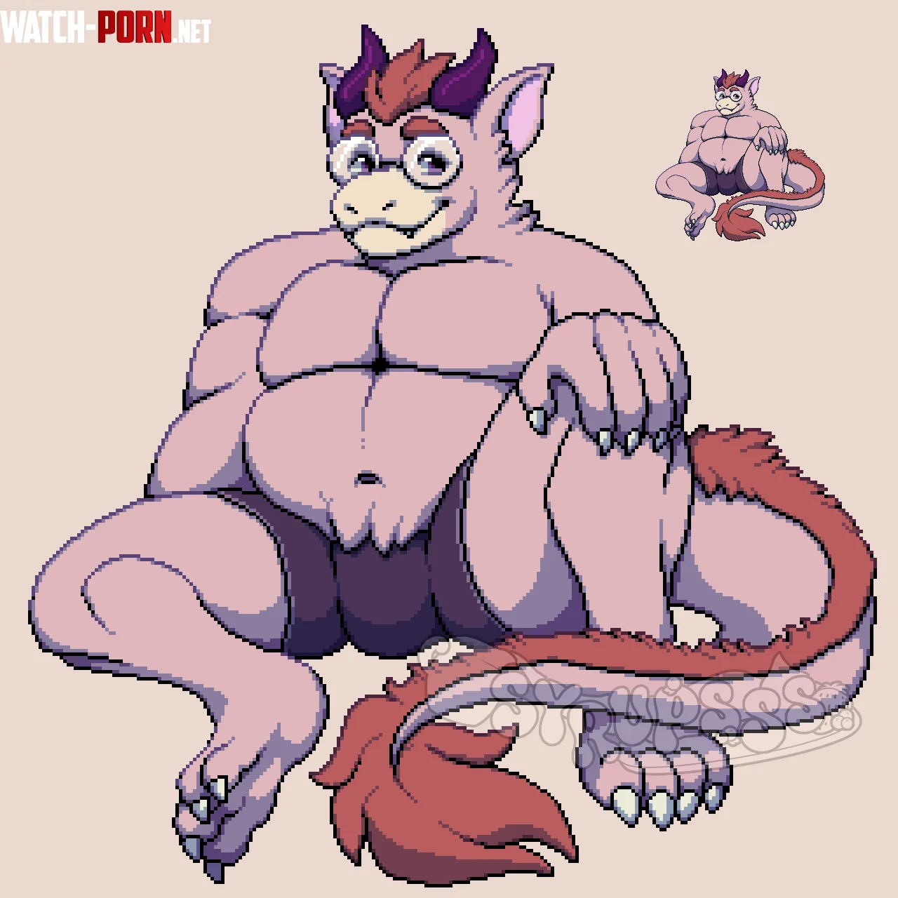 Q Relaxed Dragon Pixel Art by Me by kknk