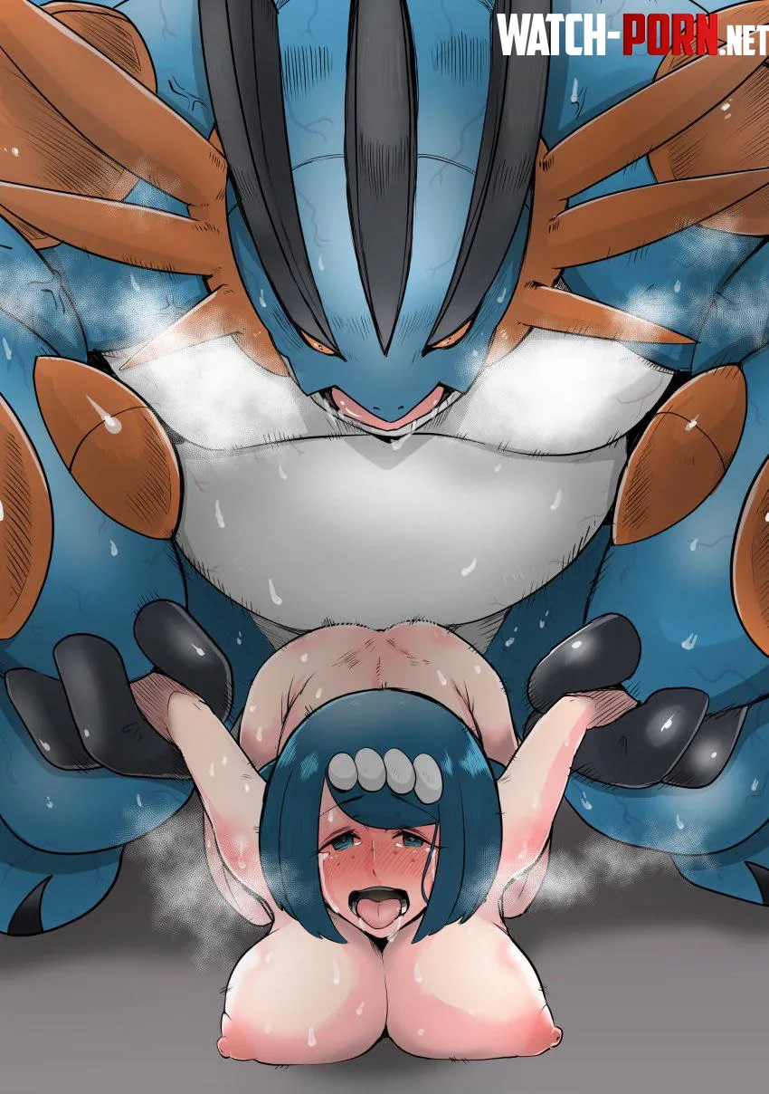 Swampert training his partner Chouku tetsushitsuiwa by Horse_Bitch