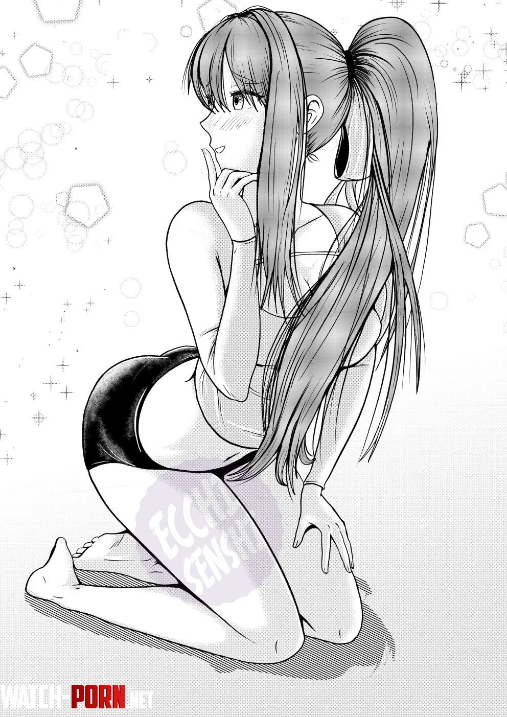 Monika sitting flirtatiously  by ecchisenshi