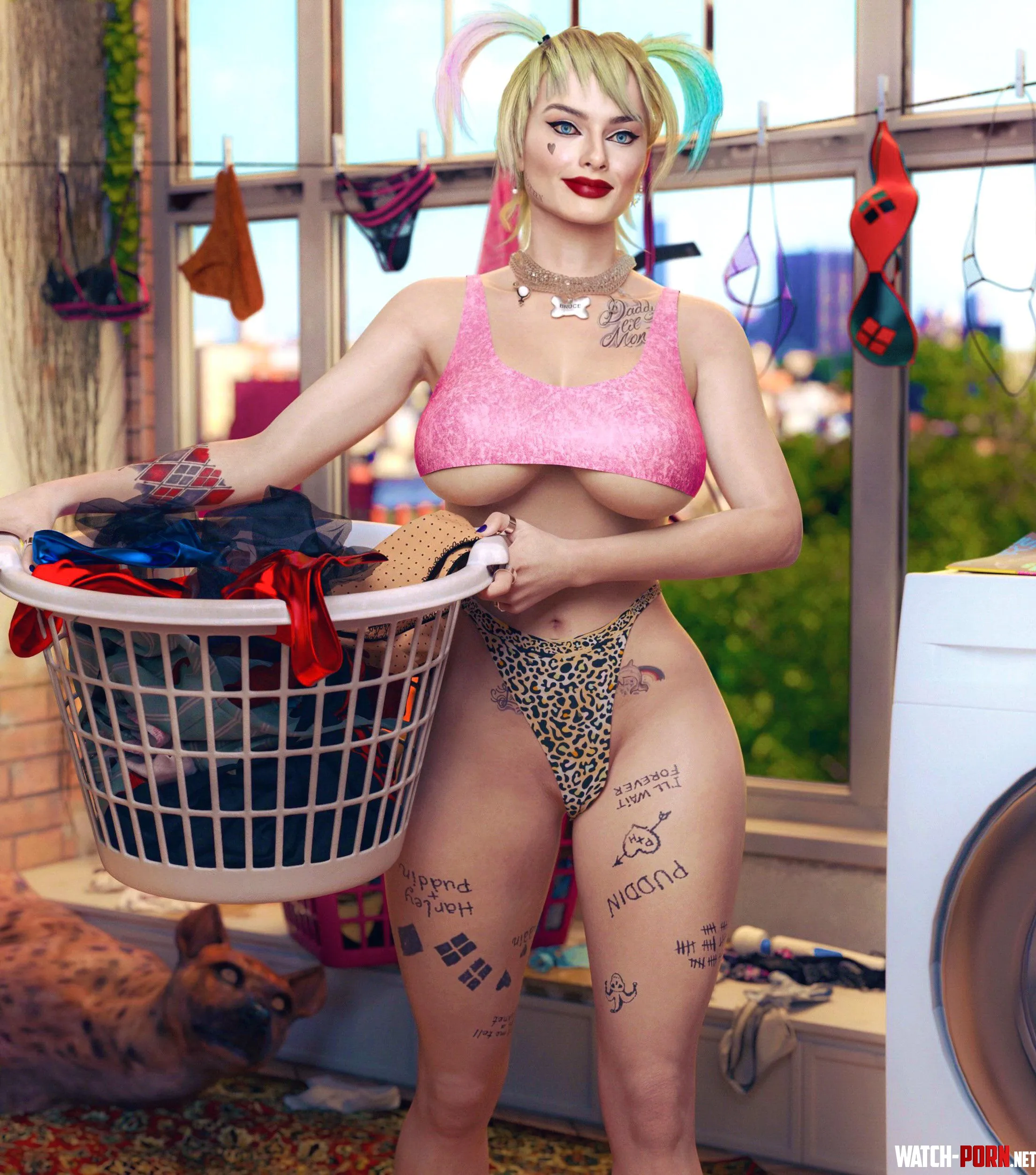 Harley Quinn doing her laundry 4TeaSe7en DC by Agent_4_tea_se7en
