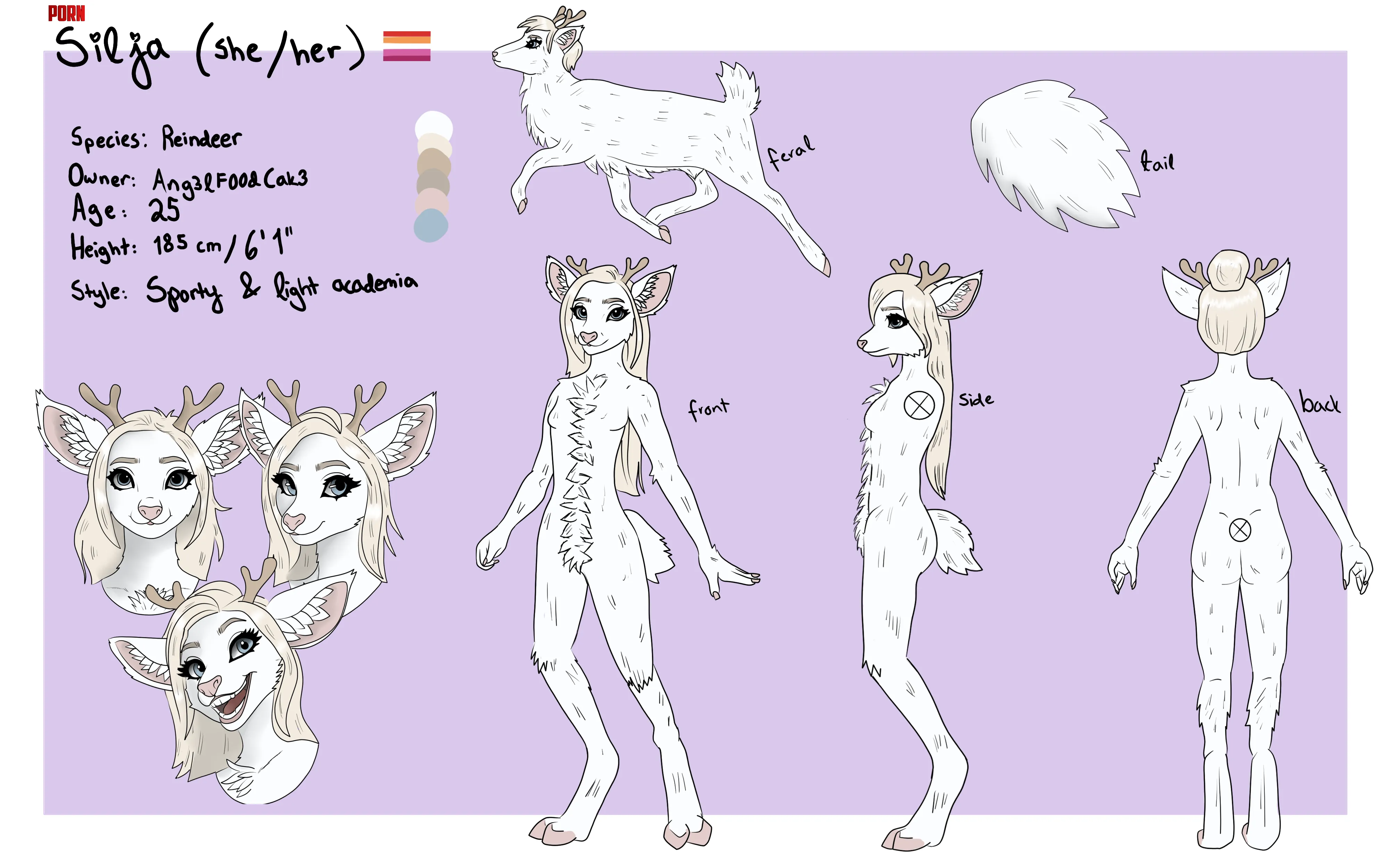 Made a ref sheet for my white reindeer OC based on my reallife fiance by Ang3lF00dCak3