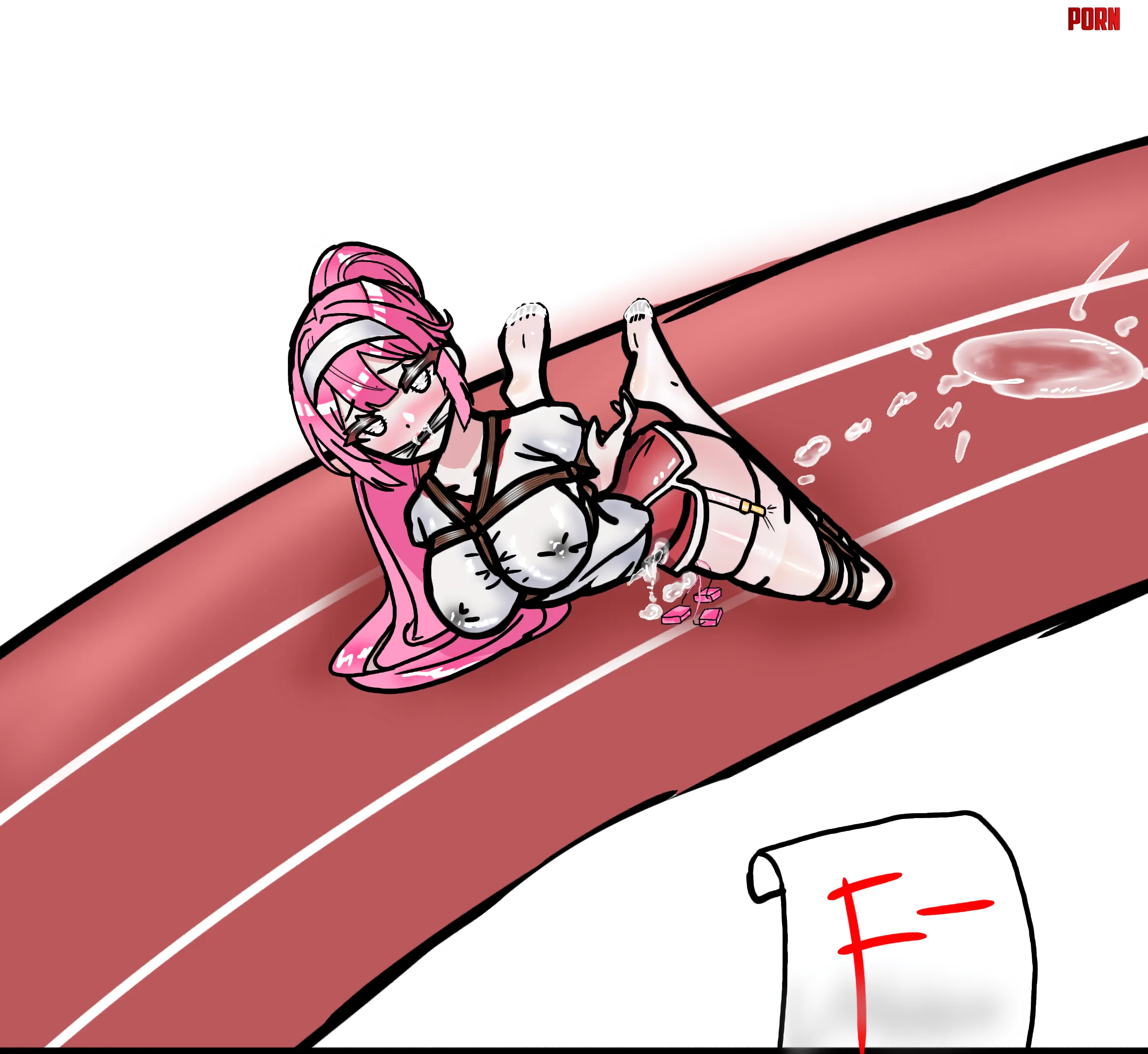 Please untie me I promise I will not fail my class again Her punishment is to crawl three full laps around the track by Naruka0318