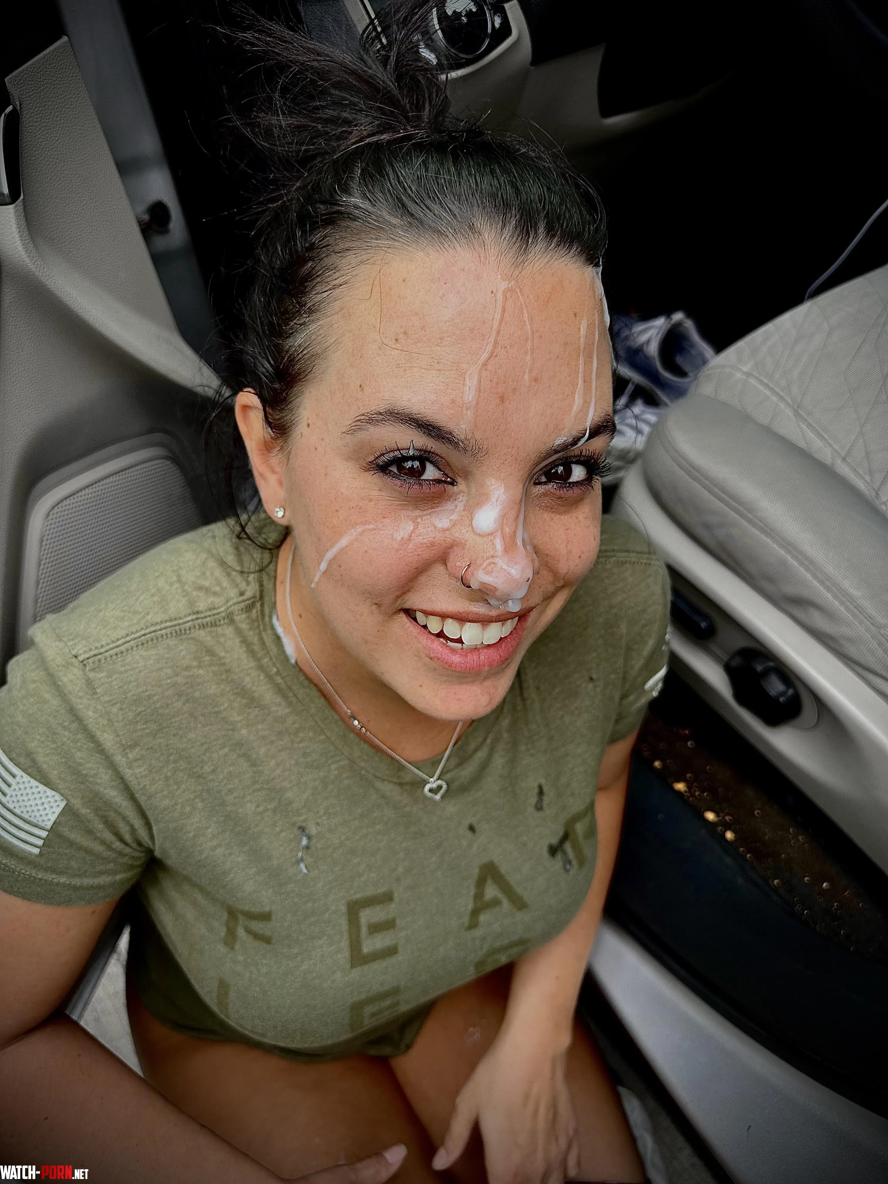 Daddys cum looks so good on my face  by Kinzdm3