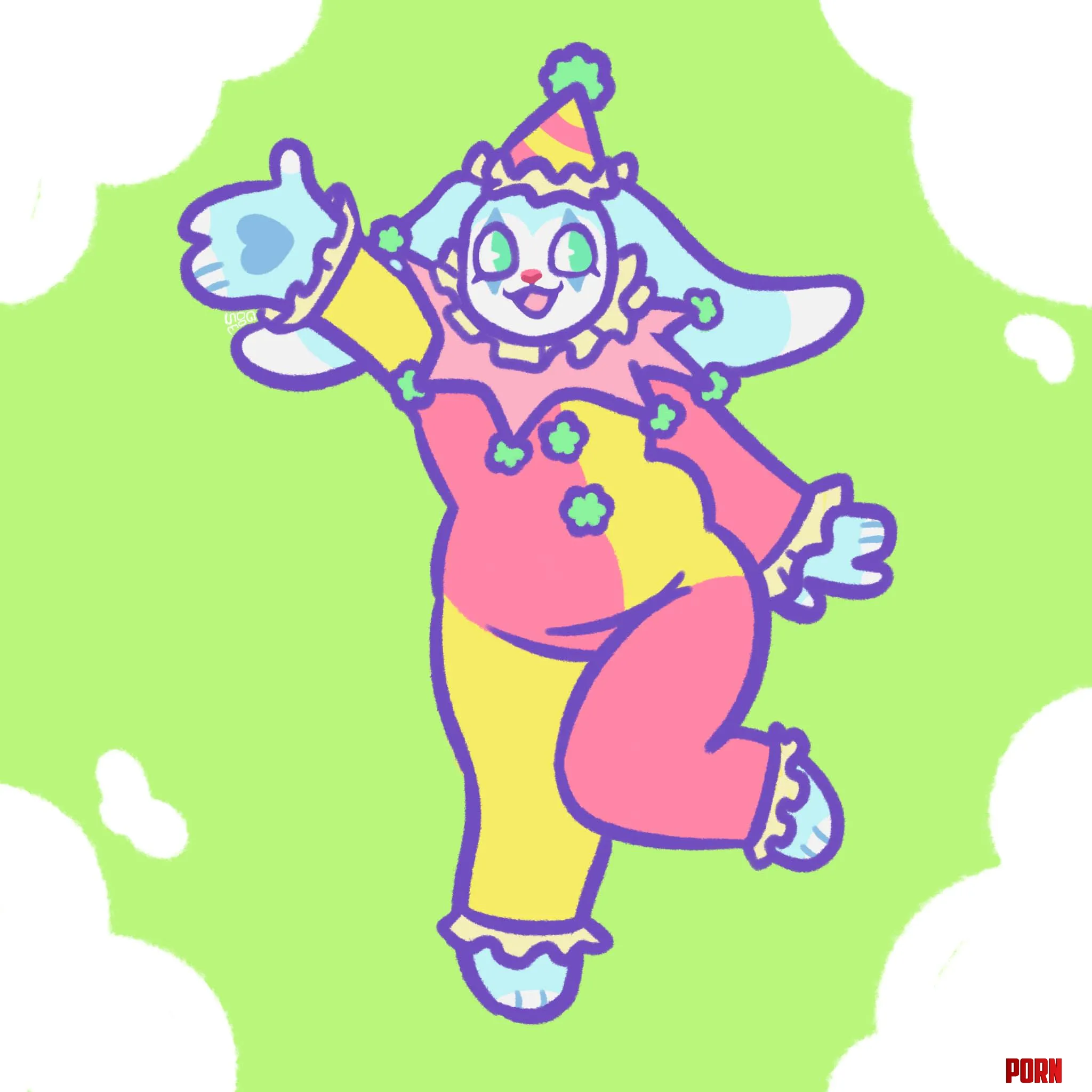 A new sona of mine Croustillon the clown bunny   by goophanim