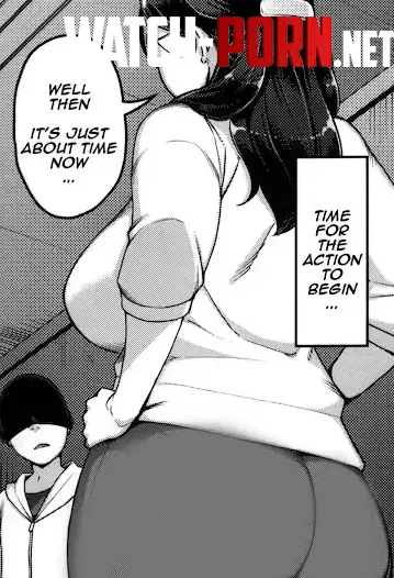 LF Mono Source Well then its just about time now Time for the action to begin 1boy 1girl ass black hair blank speech bubble from behind glasses hands on own hips hoodie large breasts long hair shaded face sleeves rolled up updo by HentaiSource_Archive