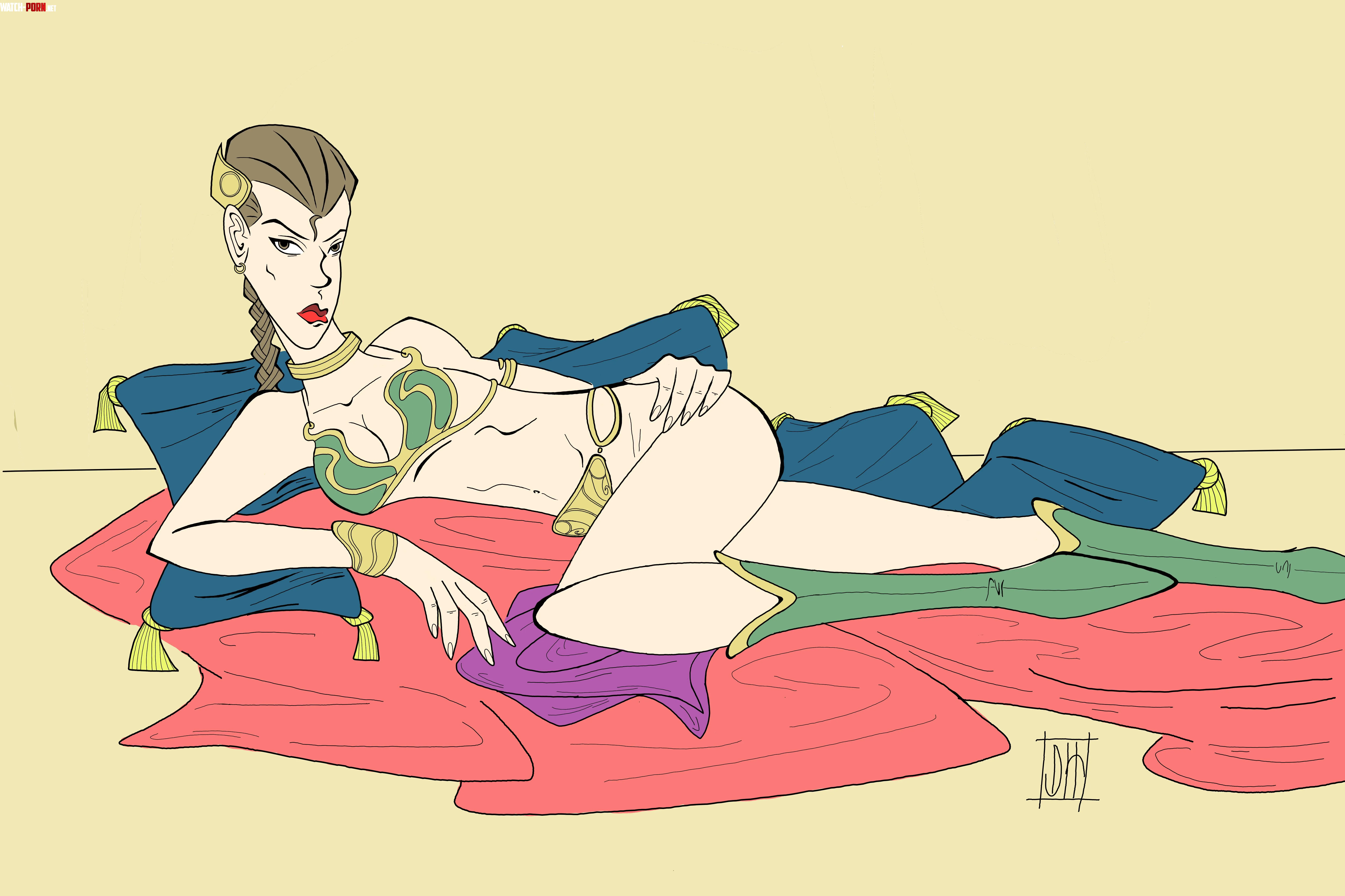 Slave leia portrait art by me by Denduni95