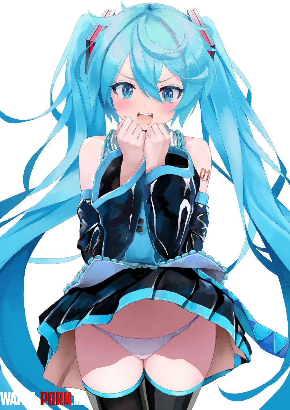 Skirt flipping Miku by LafterMastr