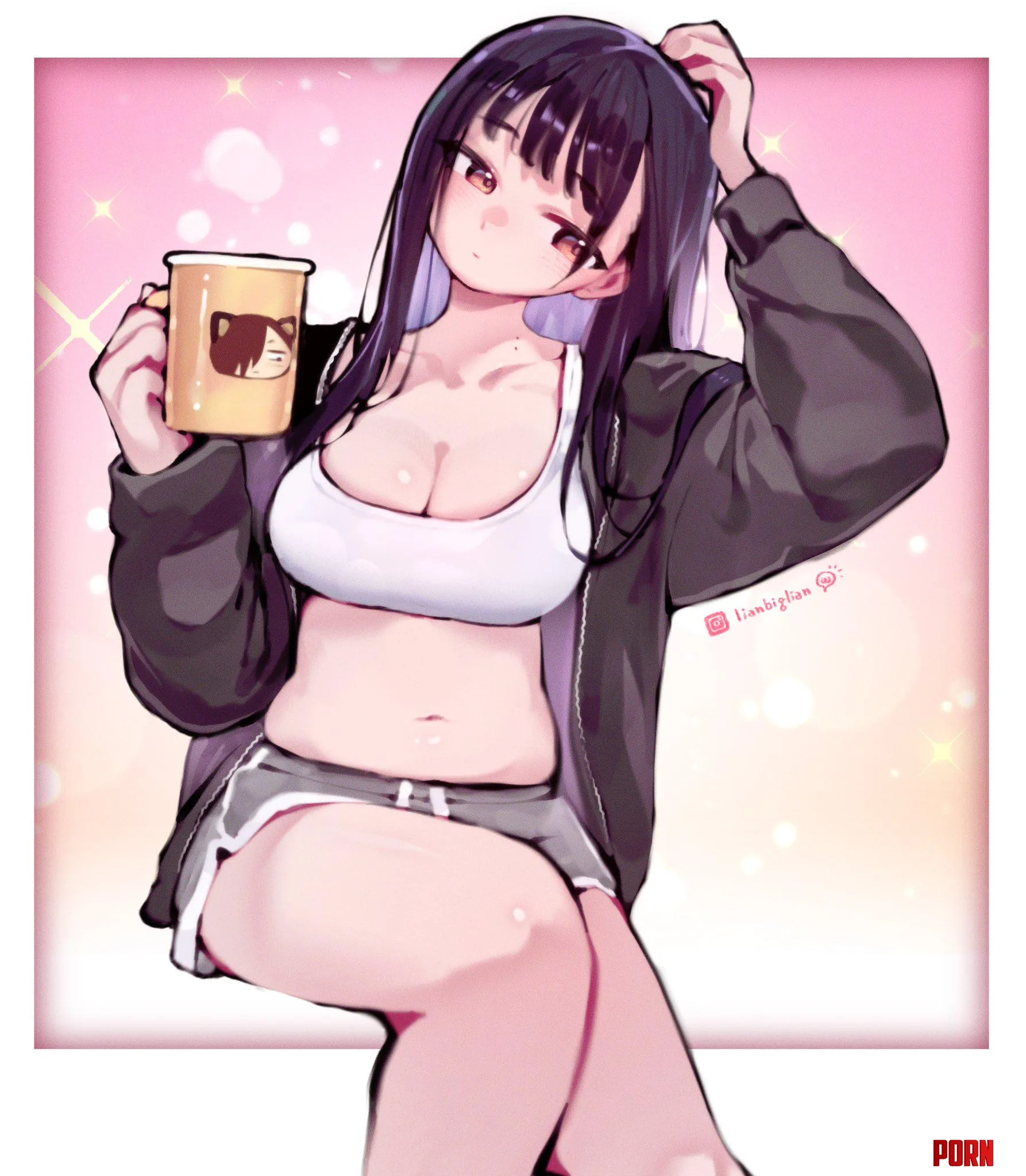 Anna Yamada Stretching Out Her Sports Bra  by Csxc