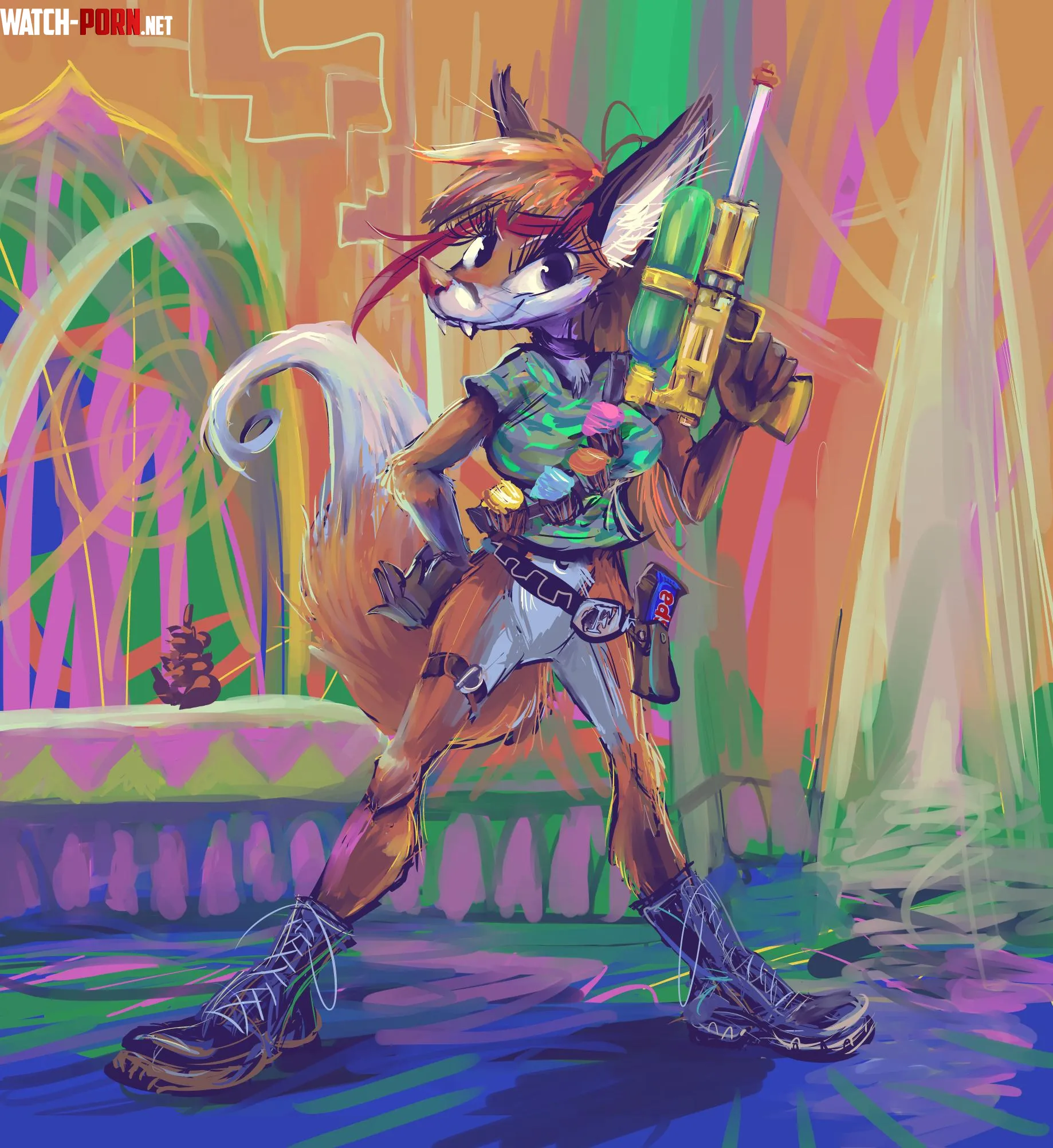 fox shot i drew it by Frabaginarf