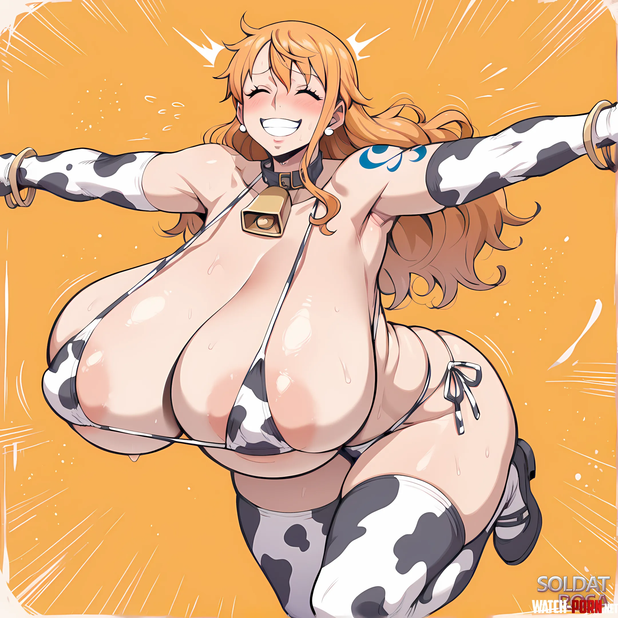 Nami with a cow bikini by SoldatRosa_