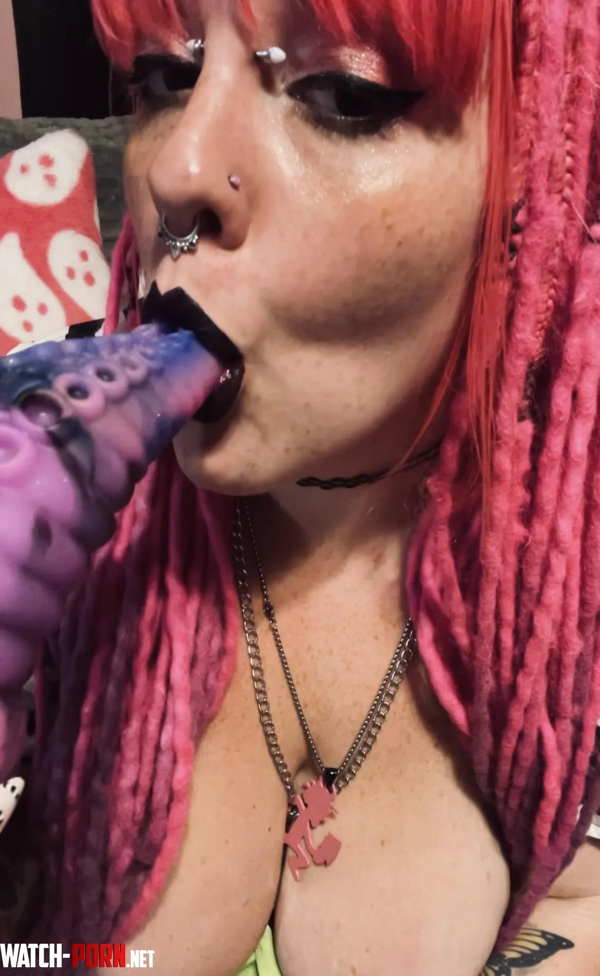 Lets smear black lipstick on ur hard cock  by Demonqueenxoxo