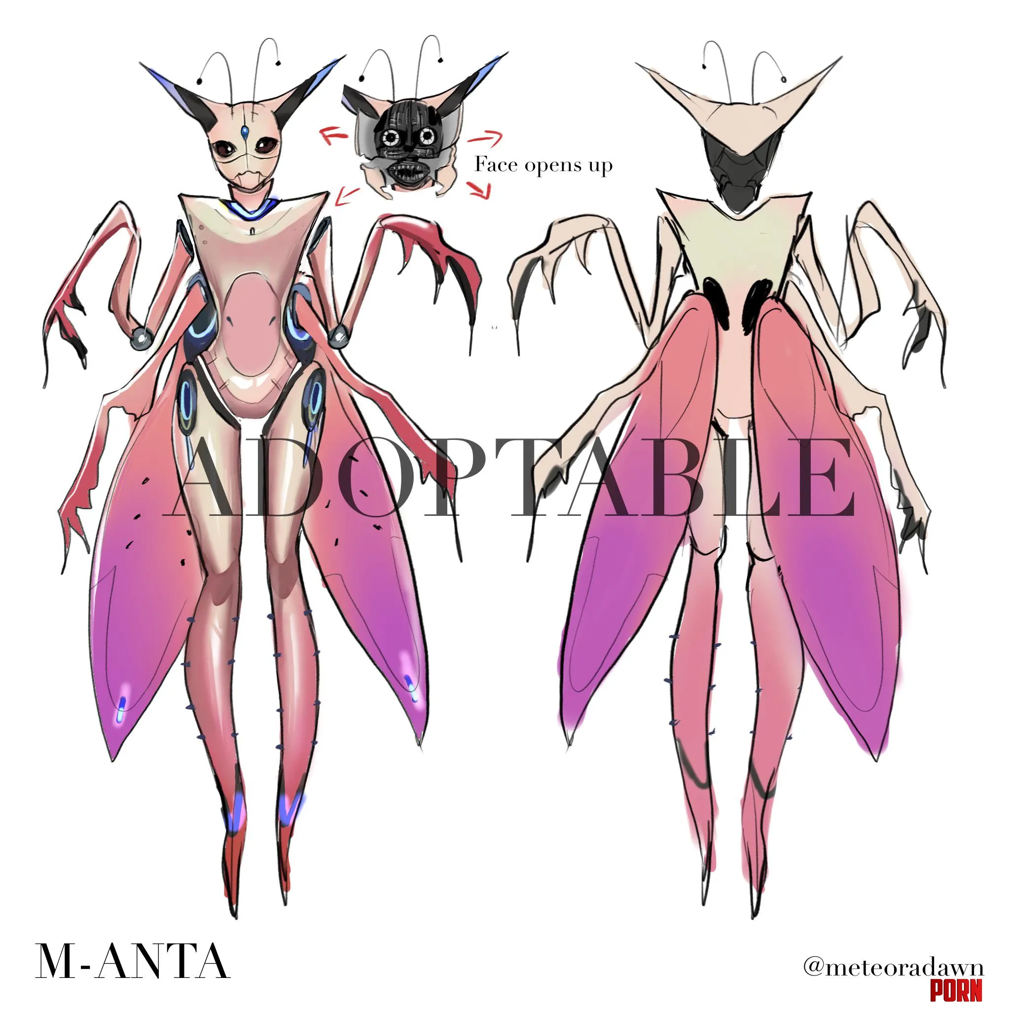 Made my first adoptable Shes an Android Praying Mantis  by victoriariaria