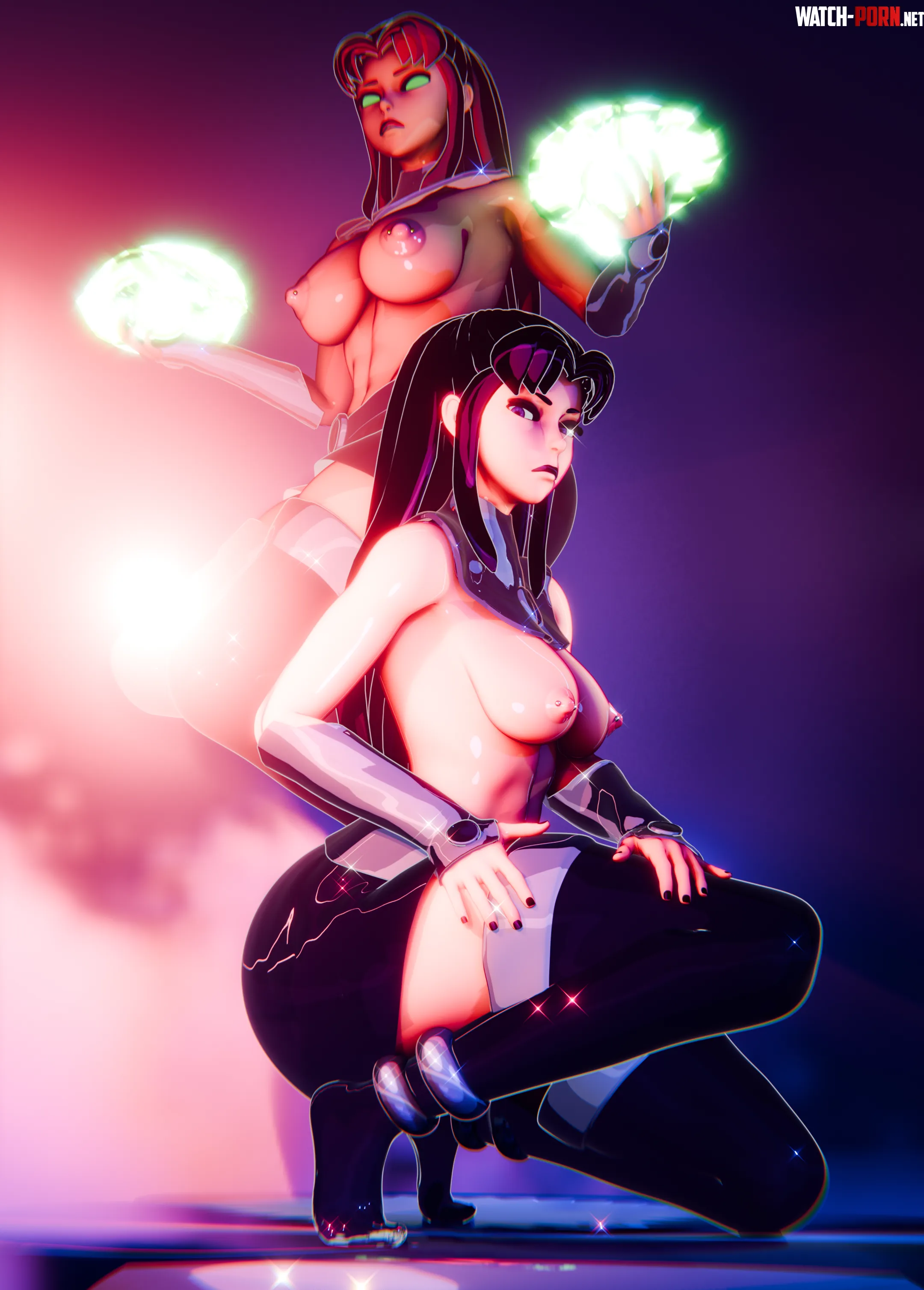 Blackfire amp Starfire 3D render LordOfPeaches DC by atheosxi