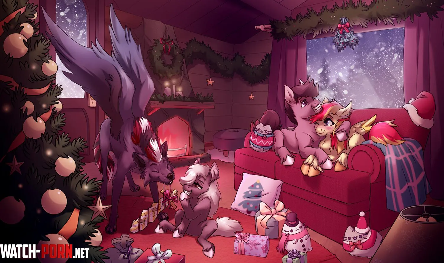 Which furry friends would you invite to your cabin to spend Christmas  Art by mecommissions open by sofilope