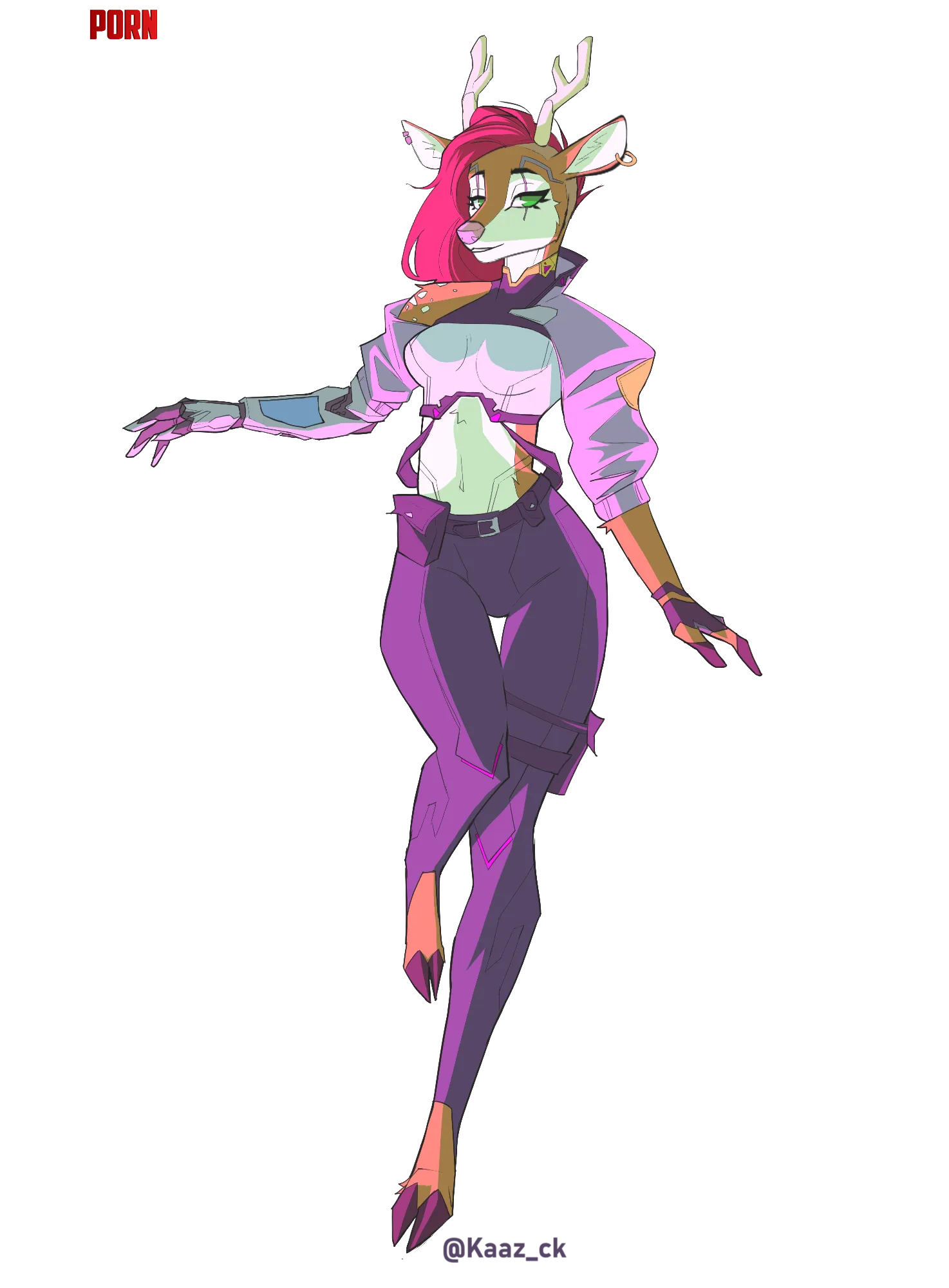 Cyberpunk themed deer  Art by me Comms Open by Kaaz_ck