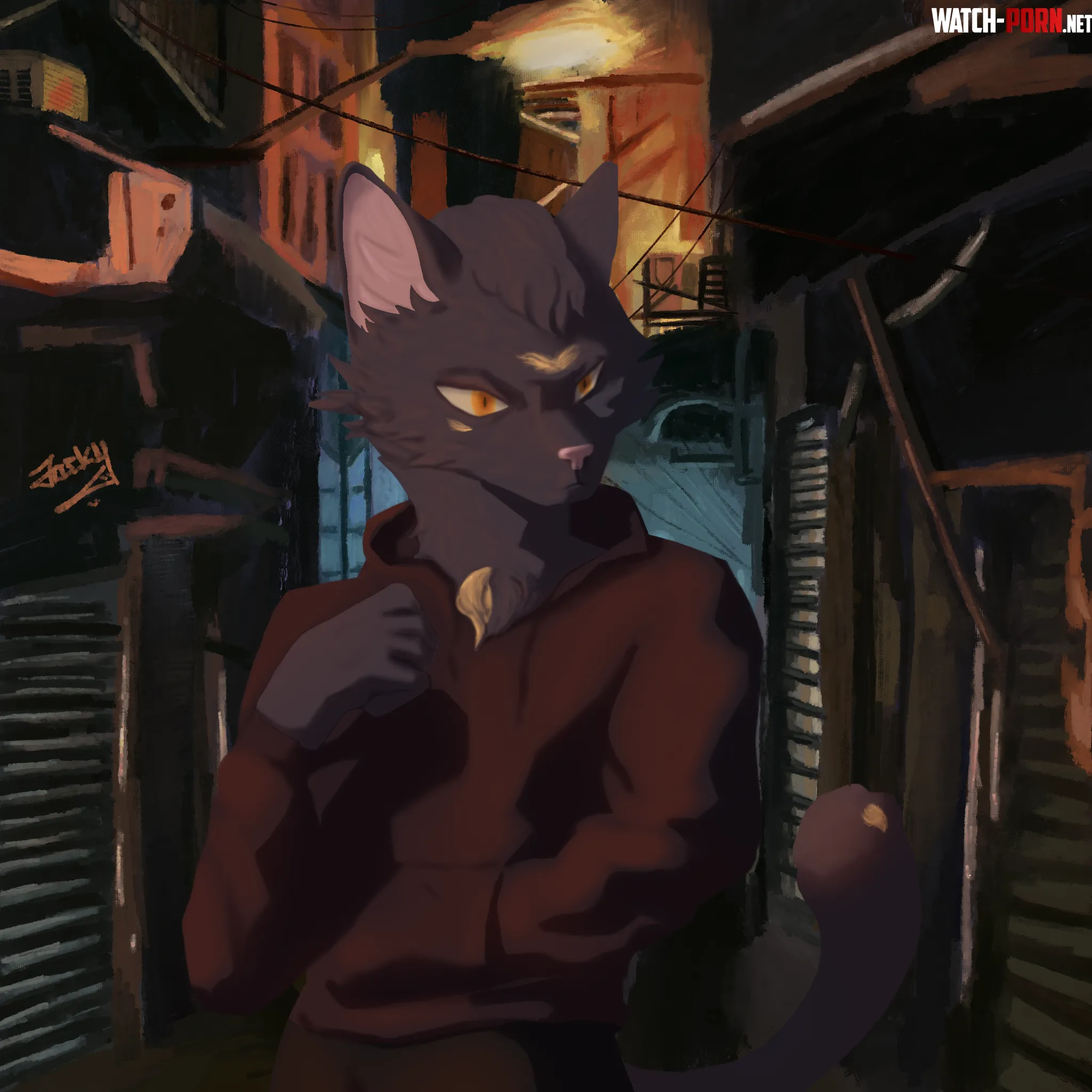 Awkward conversation at night art by me Jackypit by Just_jackoman