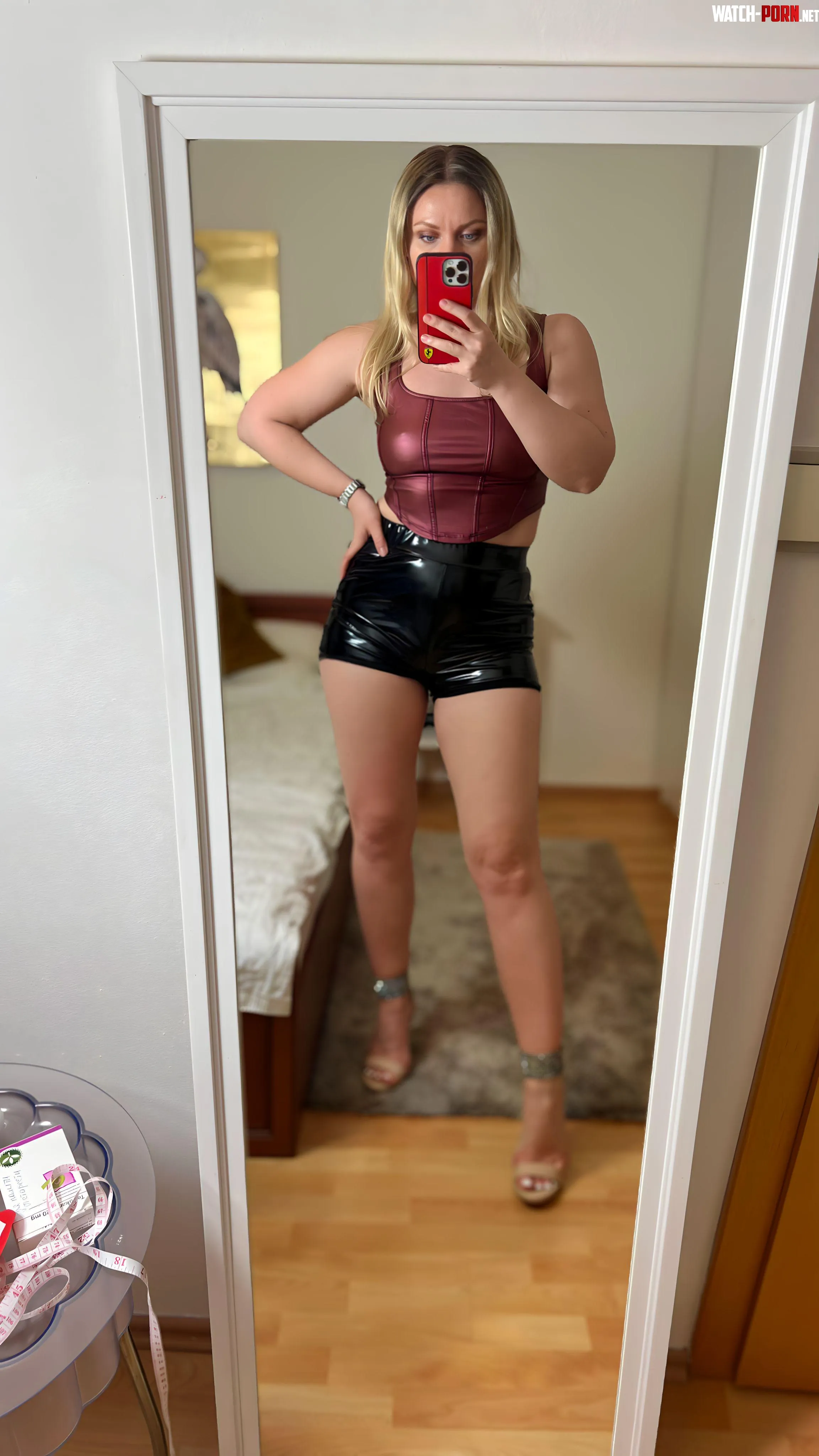 The shine of these leather shorts is too hard to resist by NataliePauer