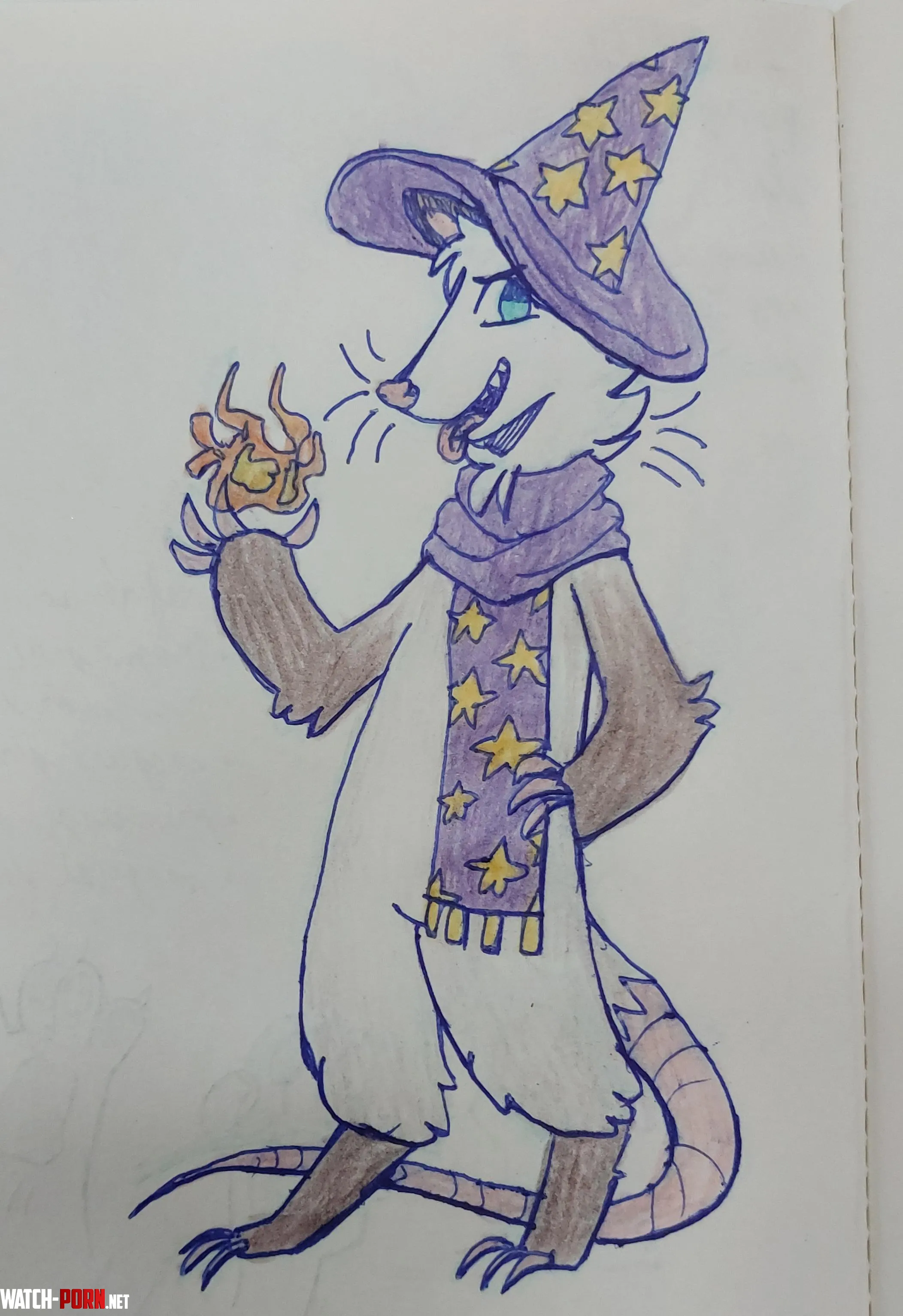 Trying to design an opossum adopt art by me  by Re_not_Rob