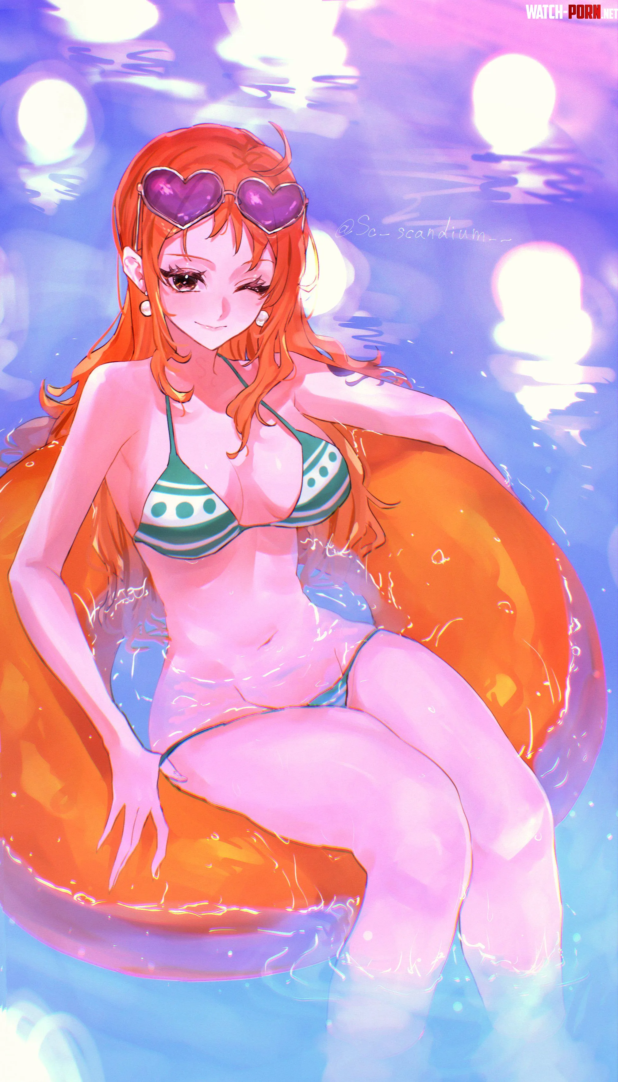 Nami Relaxing On Her Floatie Scscandium by A_MASSIVE_PERVERT