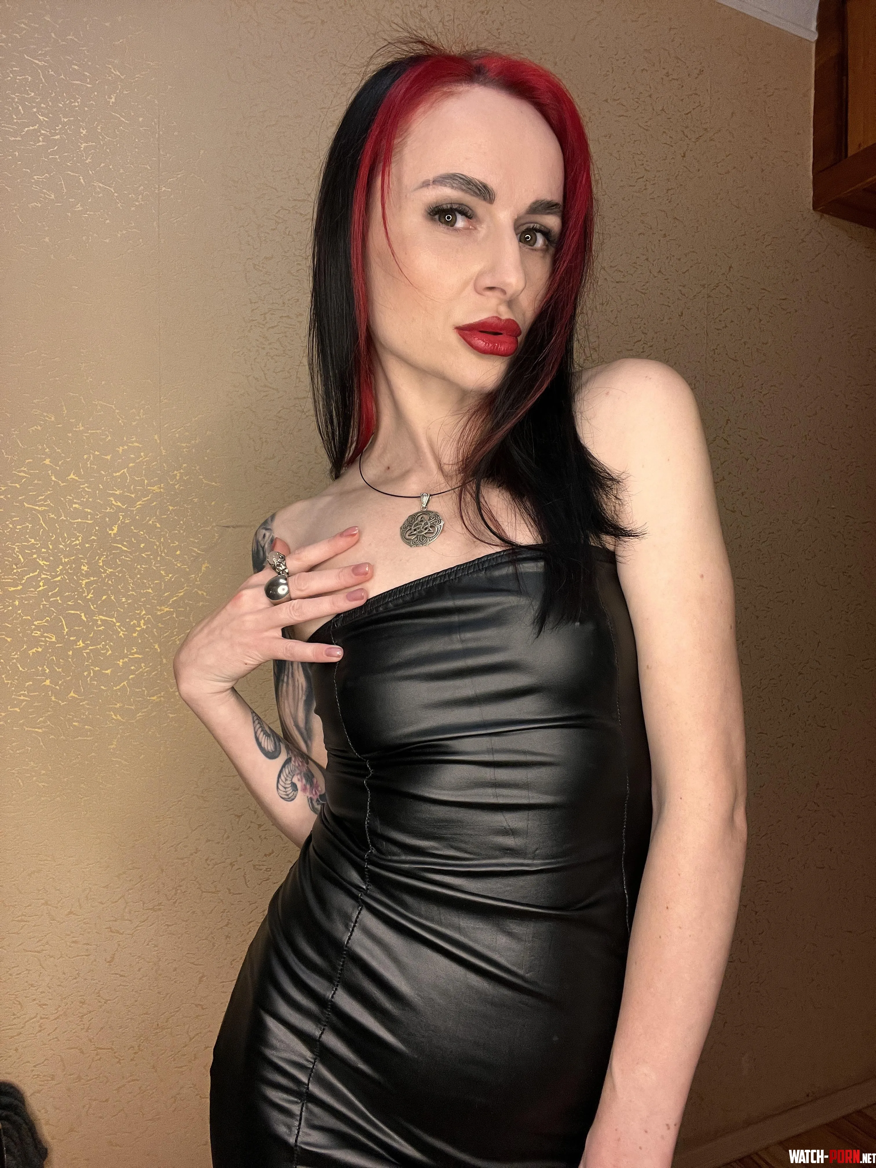 the goth black dress looks even tighter by CelestWarden