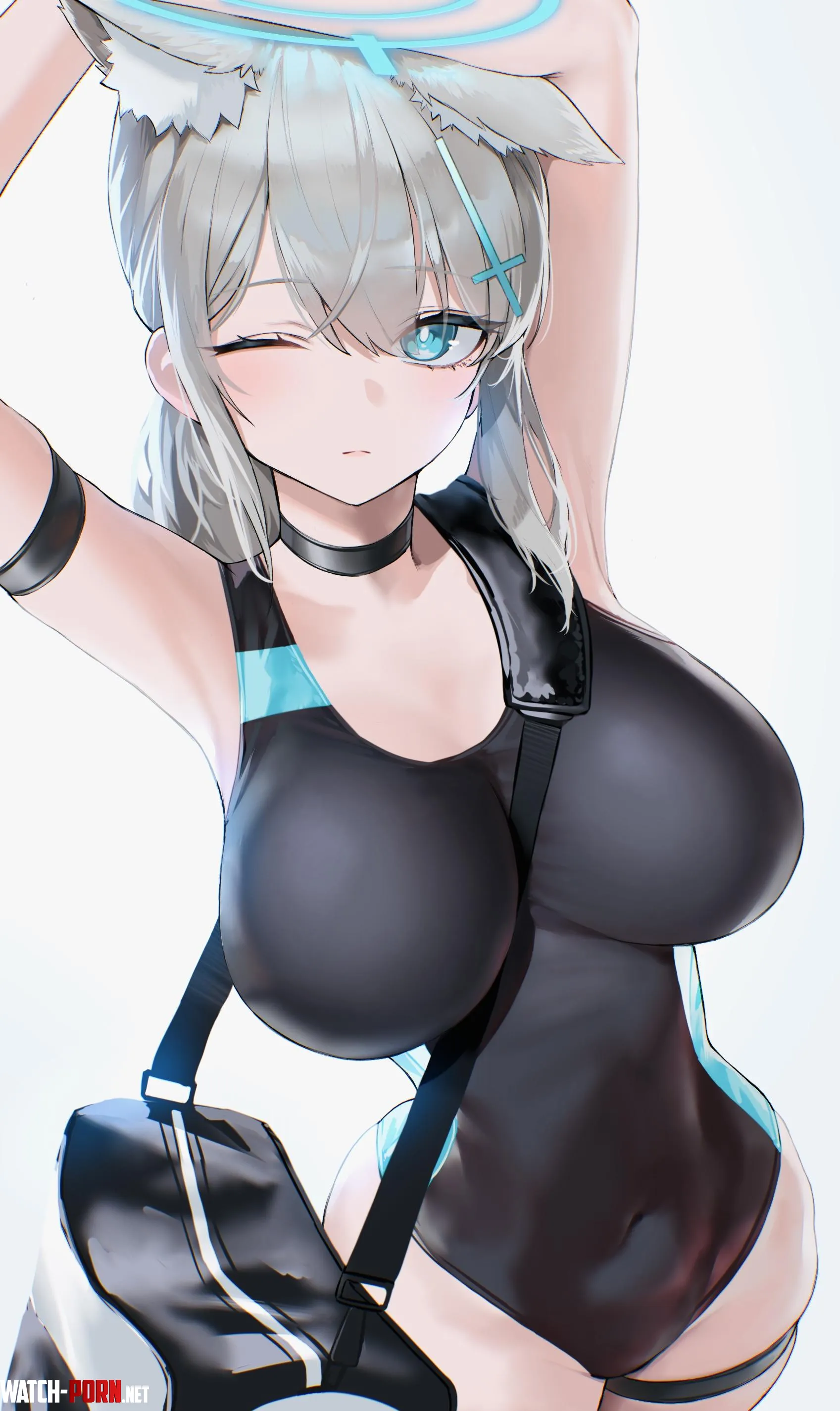 Swimsuit Shiroko having a stretch by marxsander2016