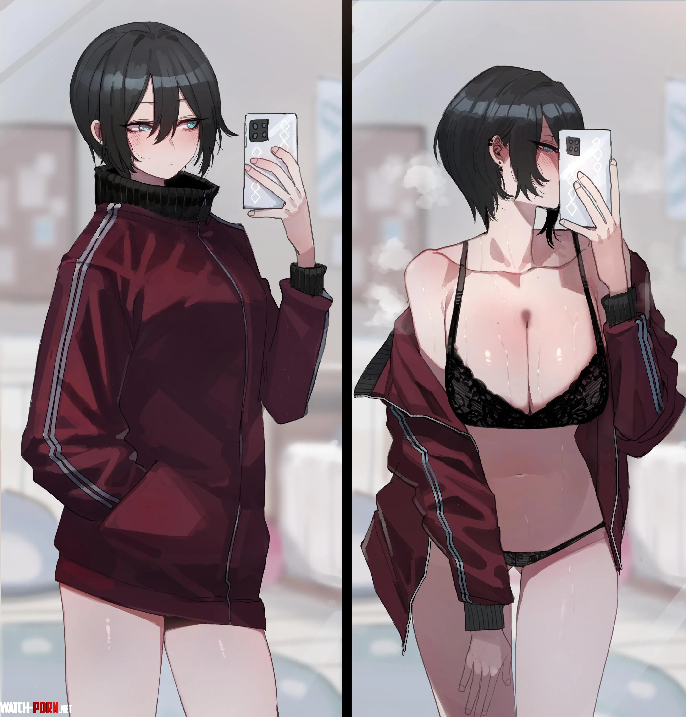 Selfie with jacket and without by xSaviour_N