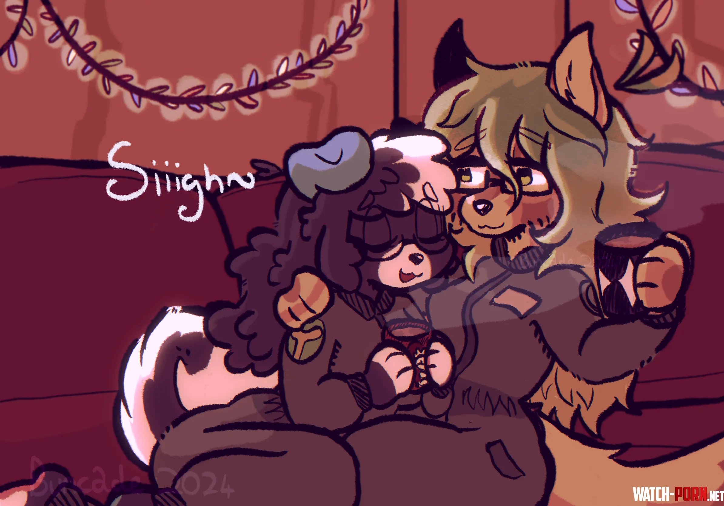 Winter cuddles Art by me by bluubuns