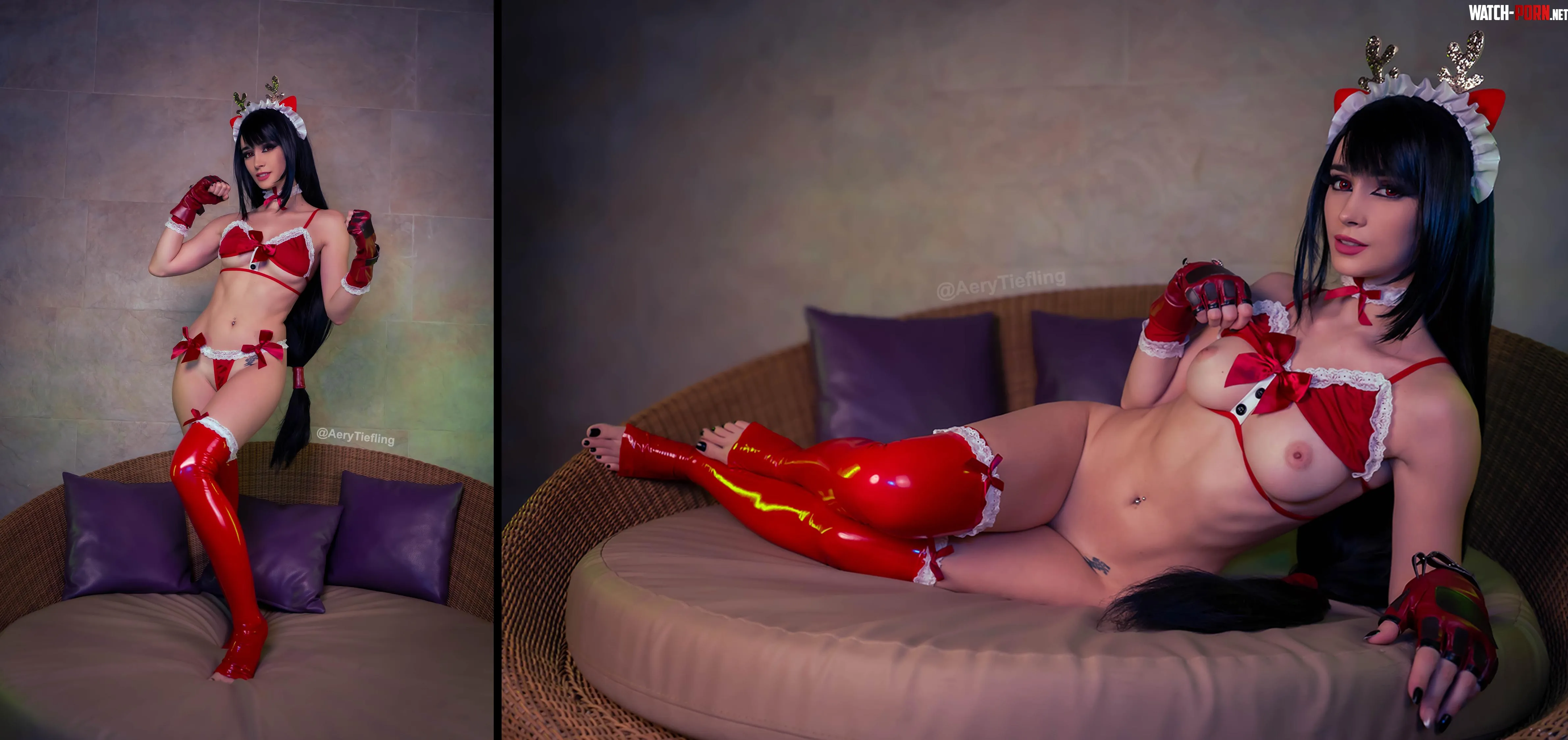 Christmas Tifa from Final Fantasy VII by Aery Tiefling OC by AeryKorvair