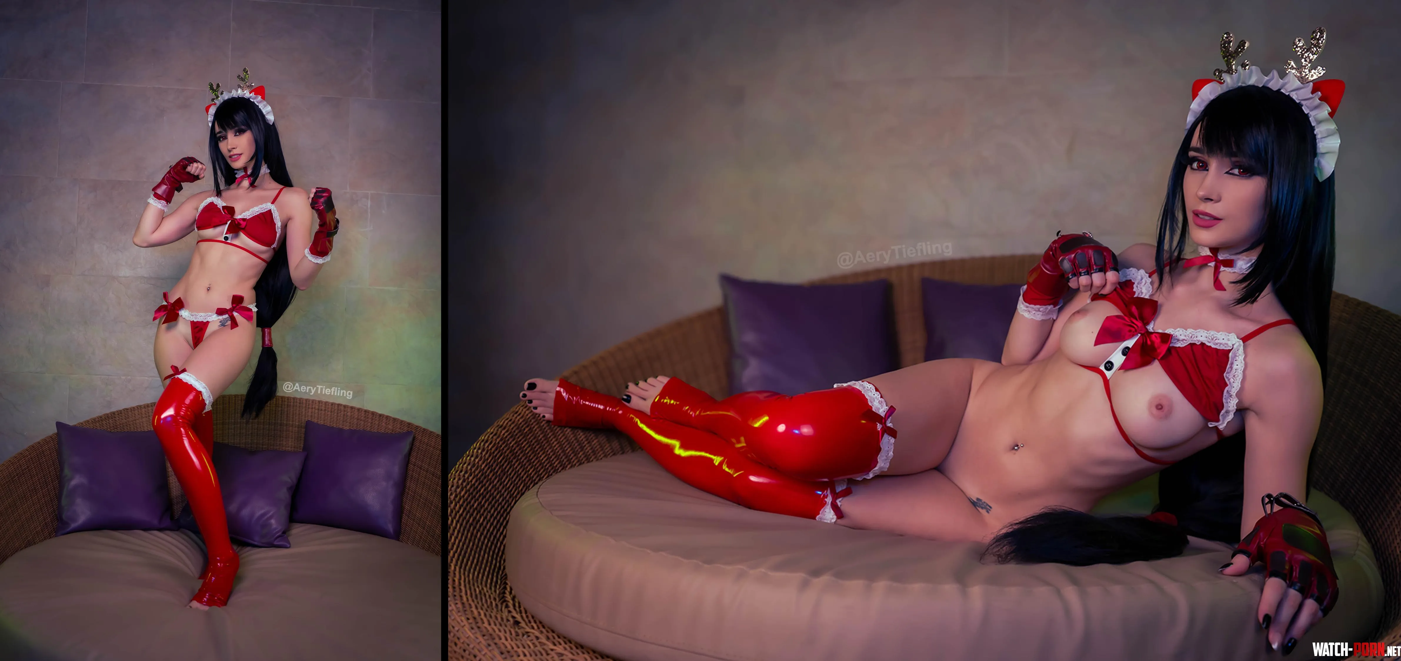 Christmas Tifa from Final Fantasy VII by Aery Tiefling OC by AeryKorvair