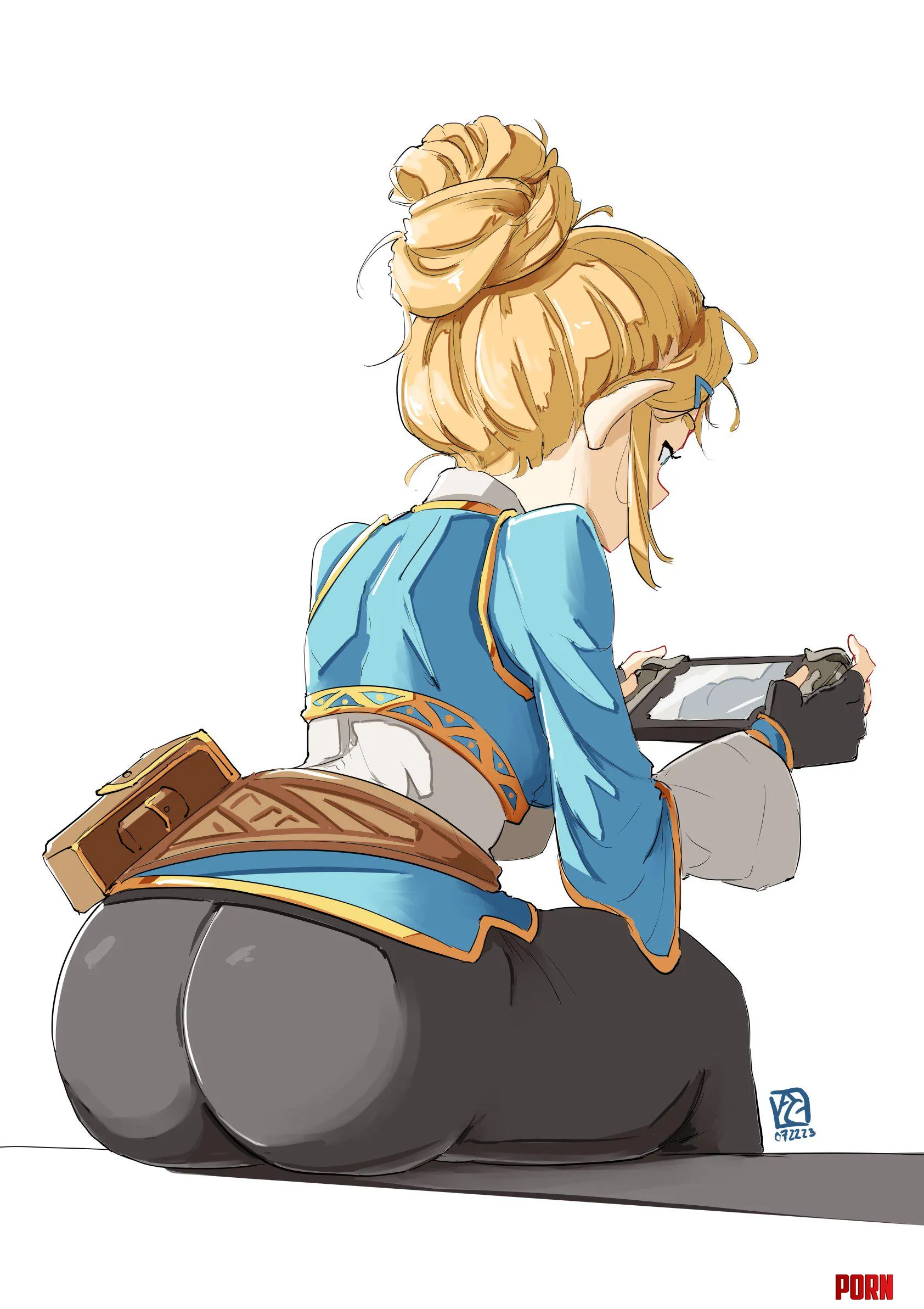 Zelda playing a video game by LafterMastr