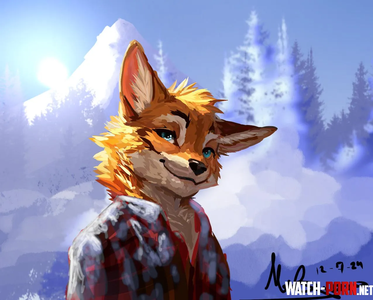 First fursona piece  by Themanin_the_closet