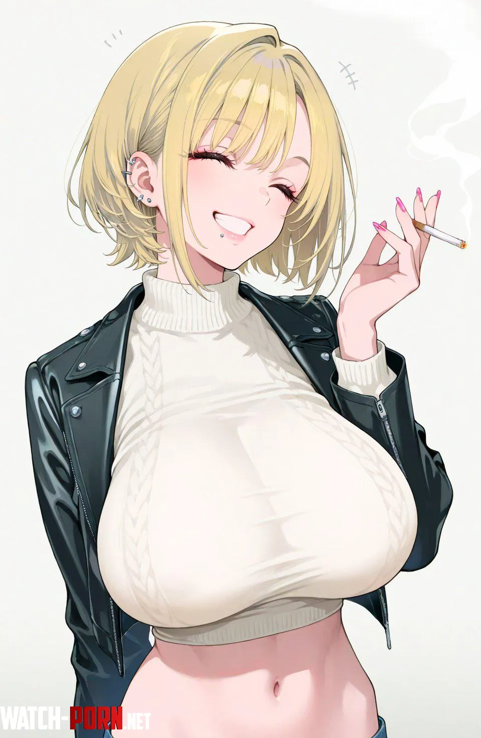Cropped SweaterLeather Jacket  by CheetahSperm18