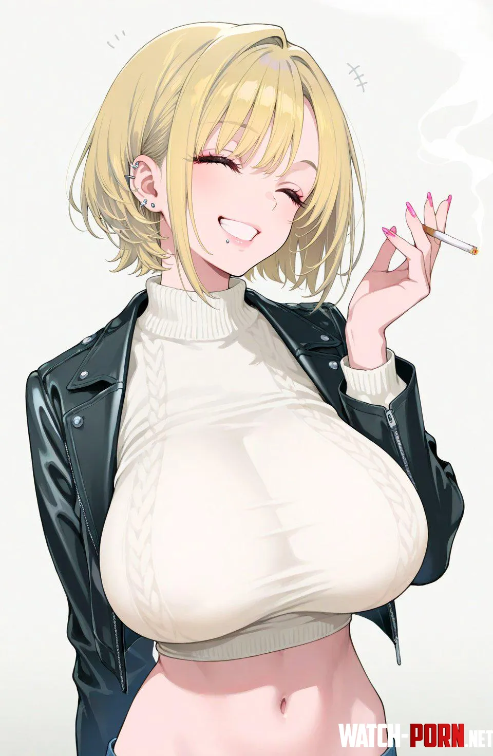 Cropped SweaterLeather Jacket  by CheetahSperm18