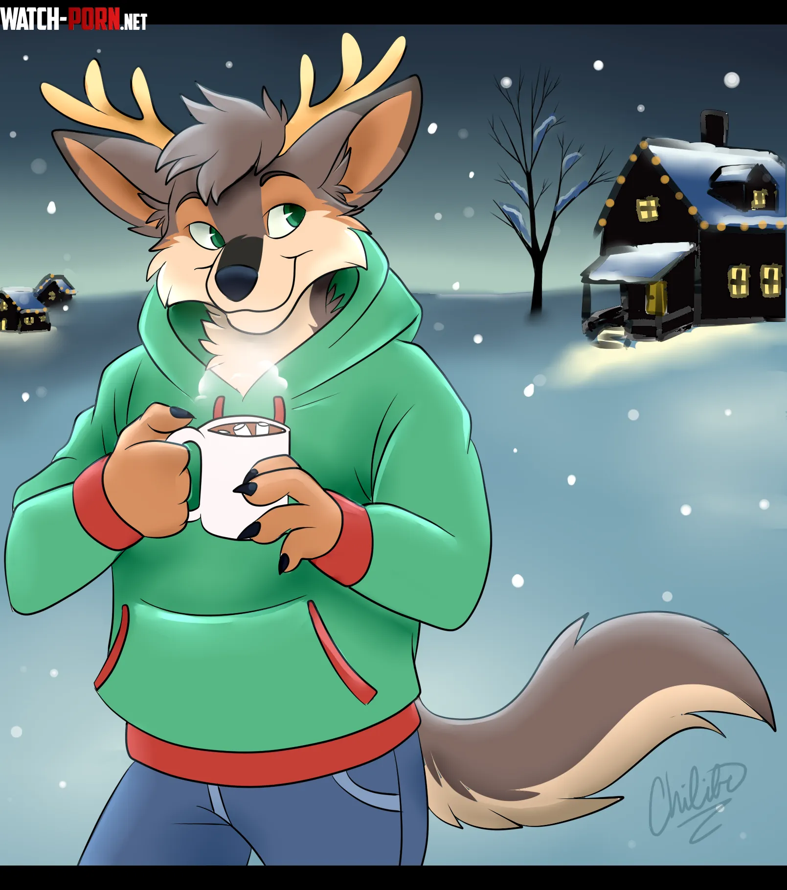 Cocoa Is Best Enjoyed on A Snowy Evening  Commission Work by Glittering-Amount-68