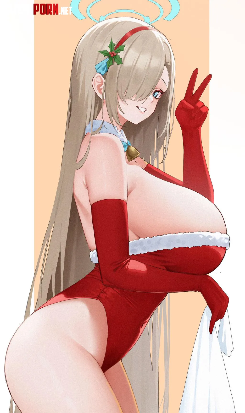 Christmas themed bodysuit Asuna Blue Archive by marxsander2016