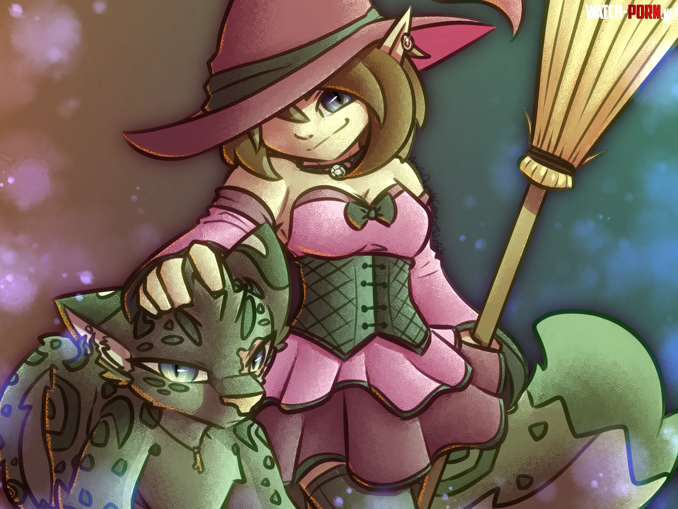 DnD Witch and Her Cat Art and Malik c Me by CrazyMeliMelo