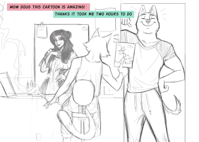 Thumbnail ManOfMarcH89's Doug Impresses Joe with Artistic Talents in the Furry Category