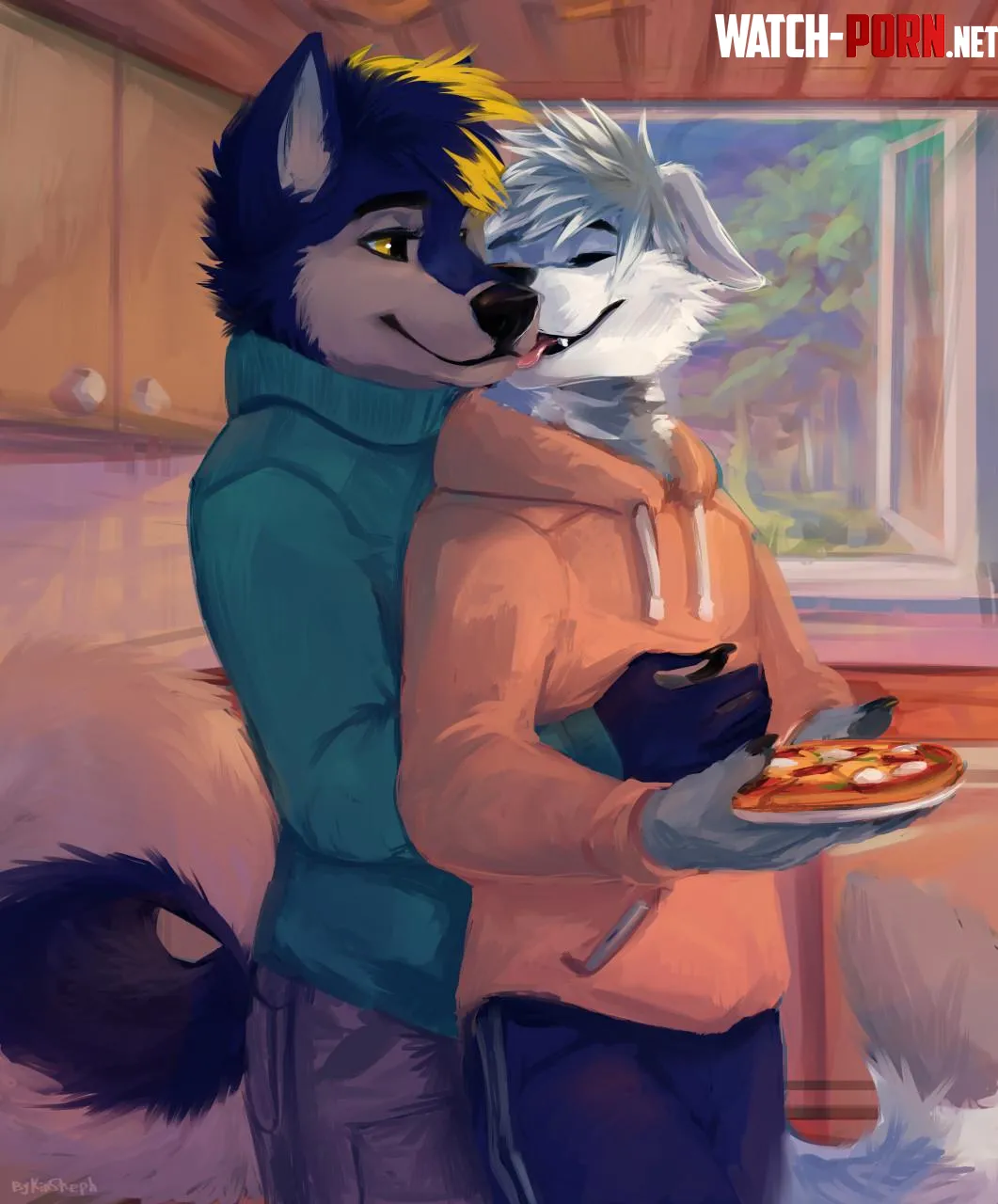 Having pizza tonight art by Kinshep by Bonkers_Reee