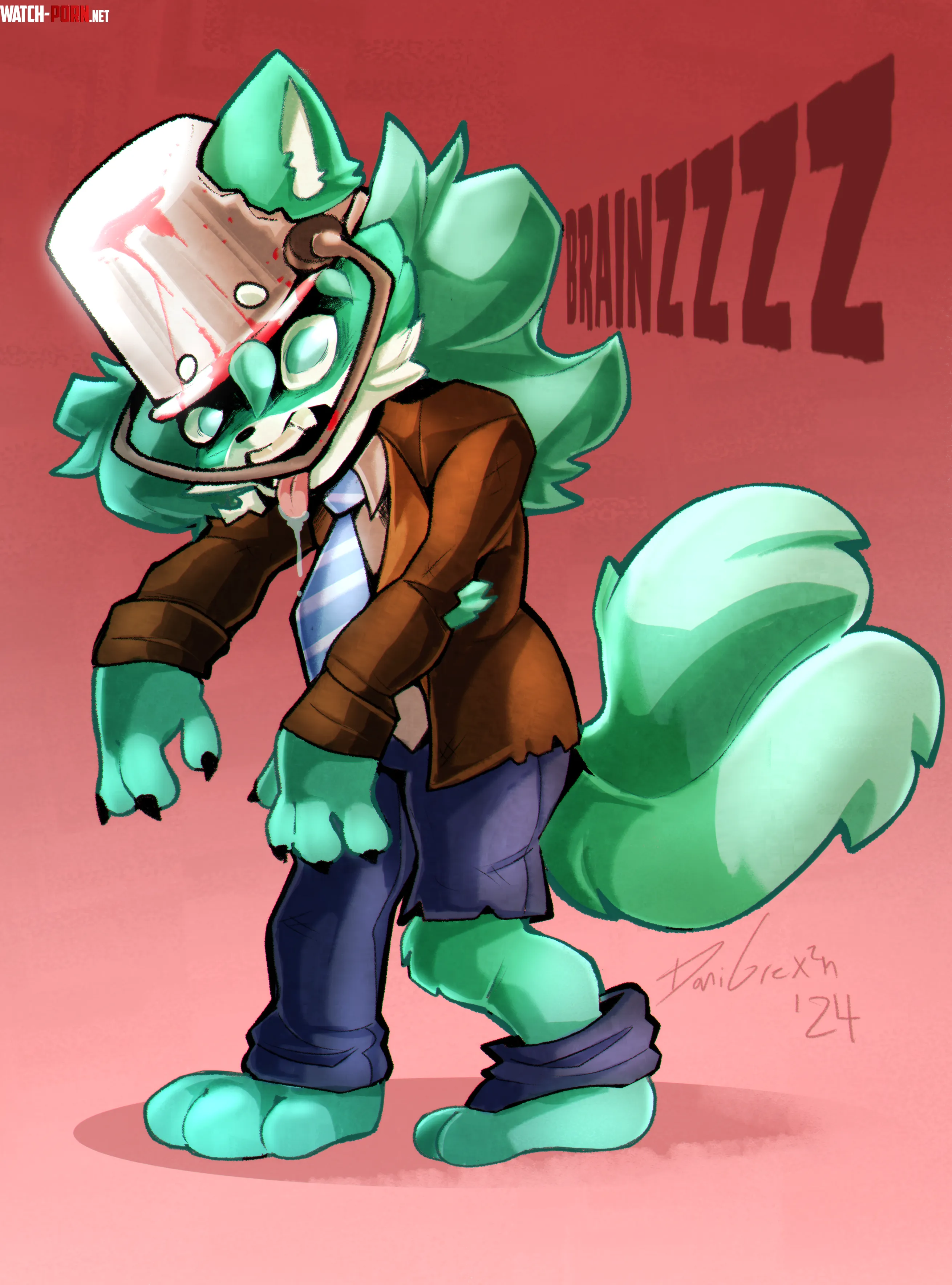 Zombie Furry Head  Commission by me   by DaniGrex2n