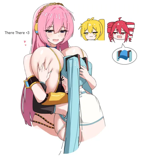 Thumbnail Luka Comforts Frustrated Miku DotTheBot in Engaging Yuri Story by llamanatee
