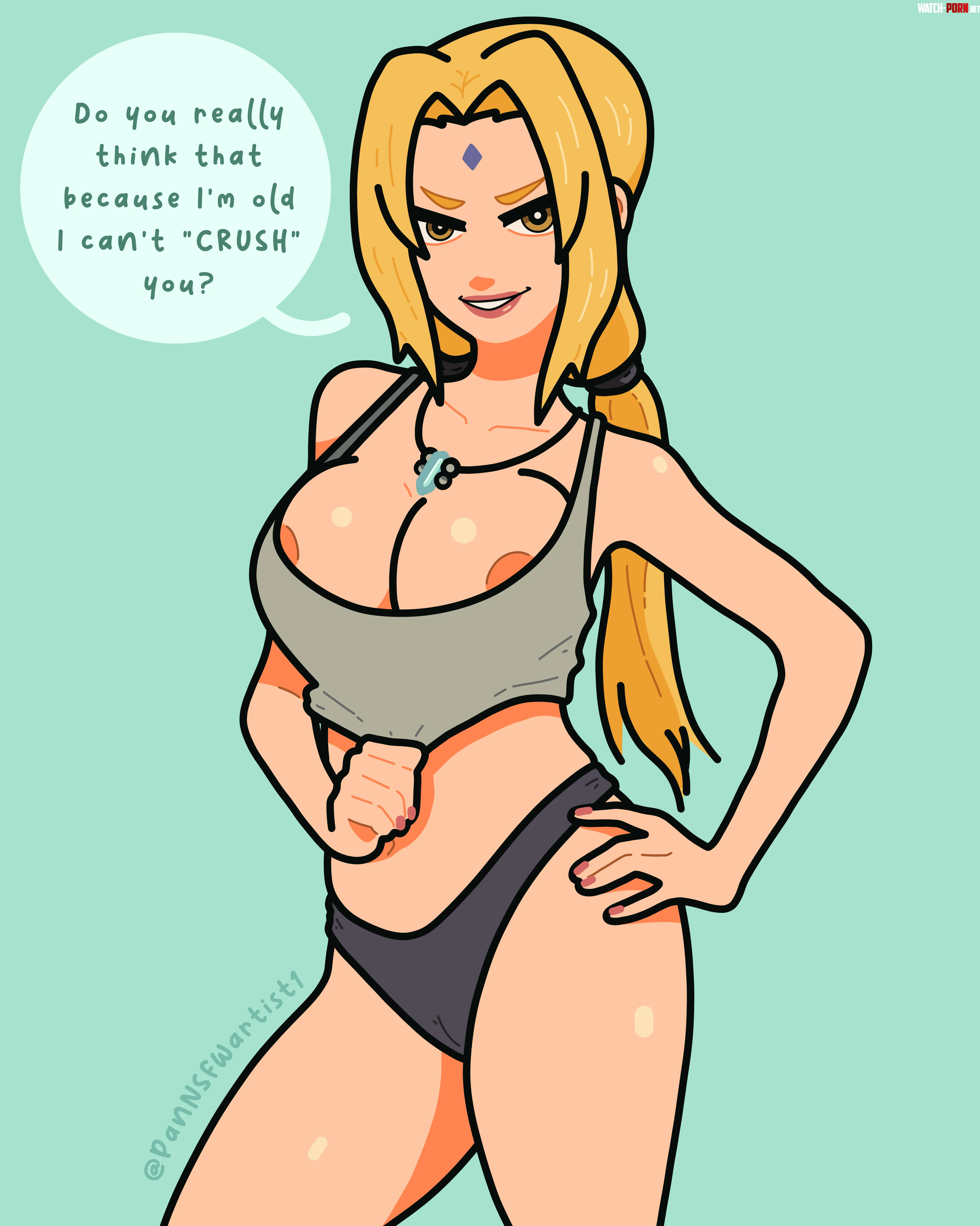 Tsunade teasing you with her huge boobs Naruto PanNSFWartist1 by Pan_NSFWartist