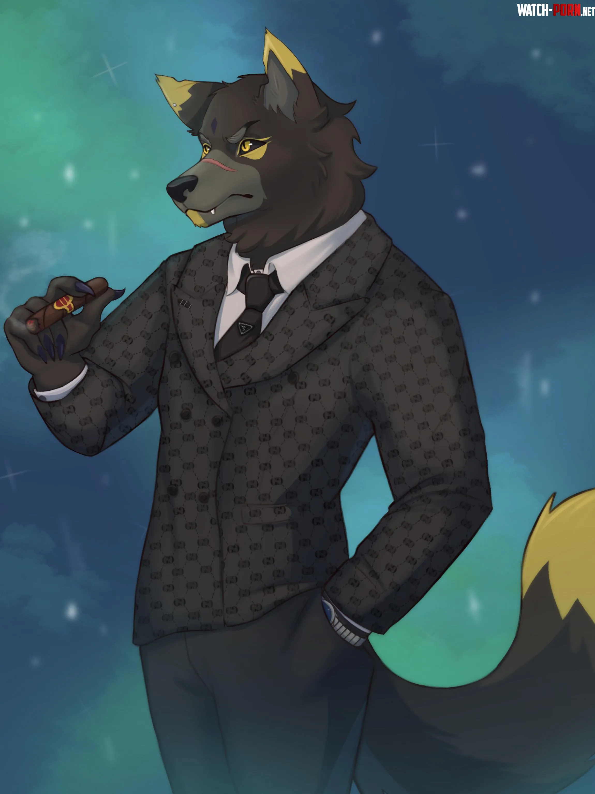 Hes in charge now Finished comm it was really fun to draw the suit pattern  by Ariin-art