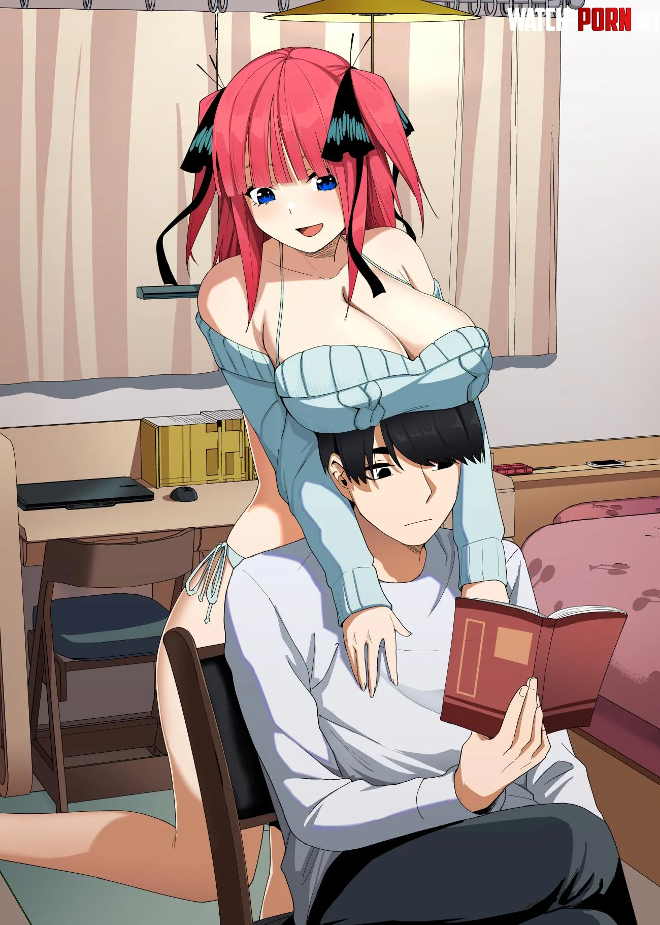 Nino Nakano Resting Her Big Tits On Fuutarous Head Quintessential Quintuplets by Csxc