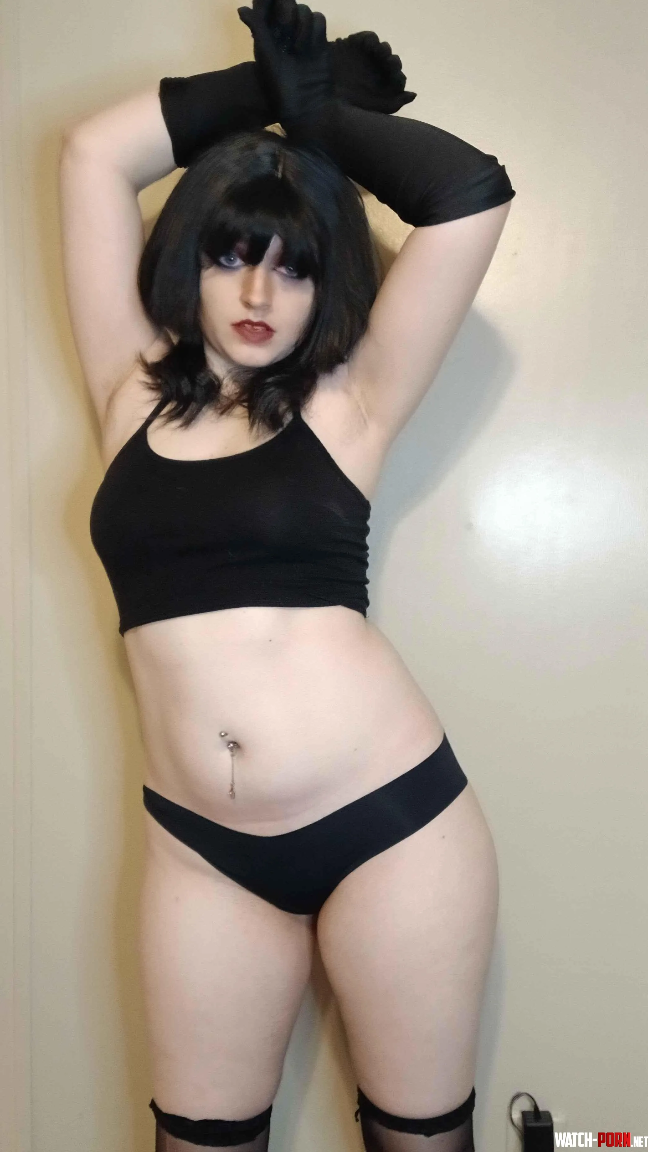 Showing off my black lingerie f by LadyCheesecake12