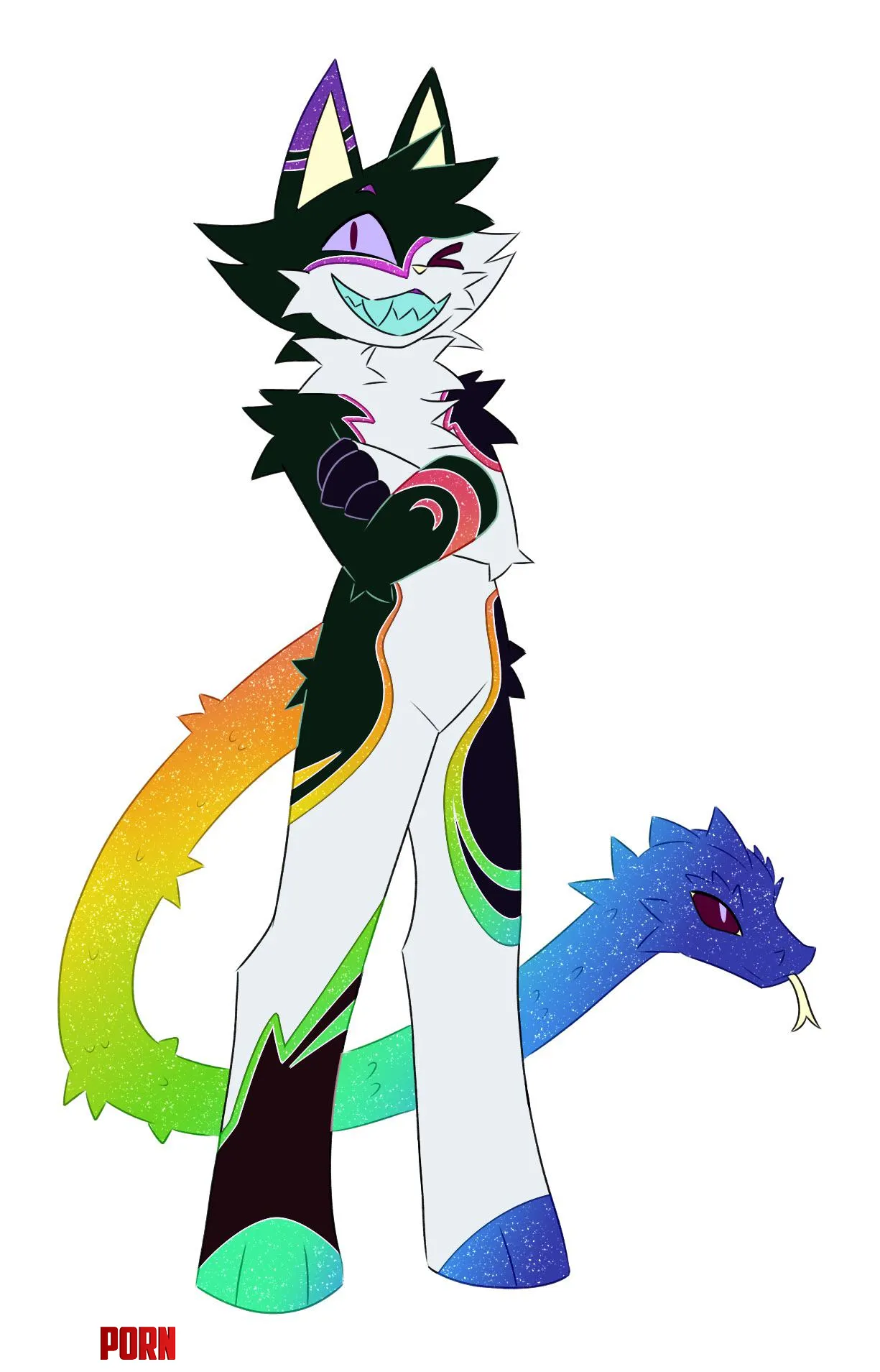 My new Sparklecat Sona Arco and his tail companion Iris  by AFoxGuy